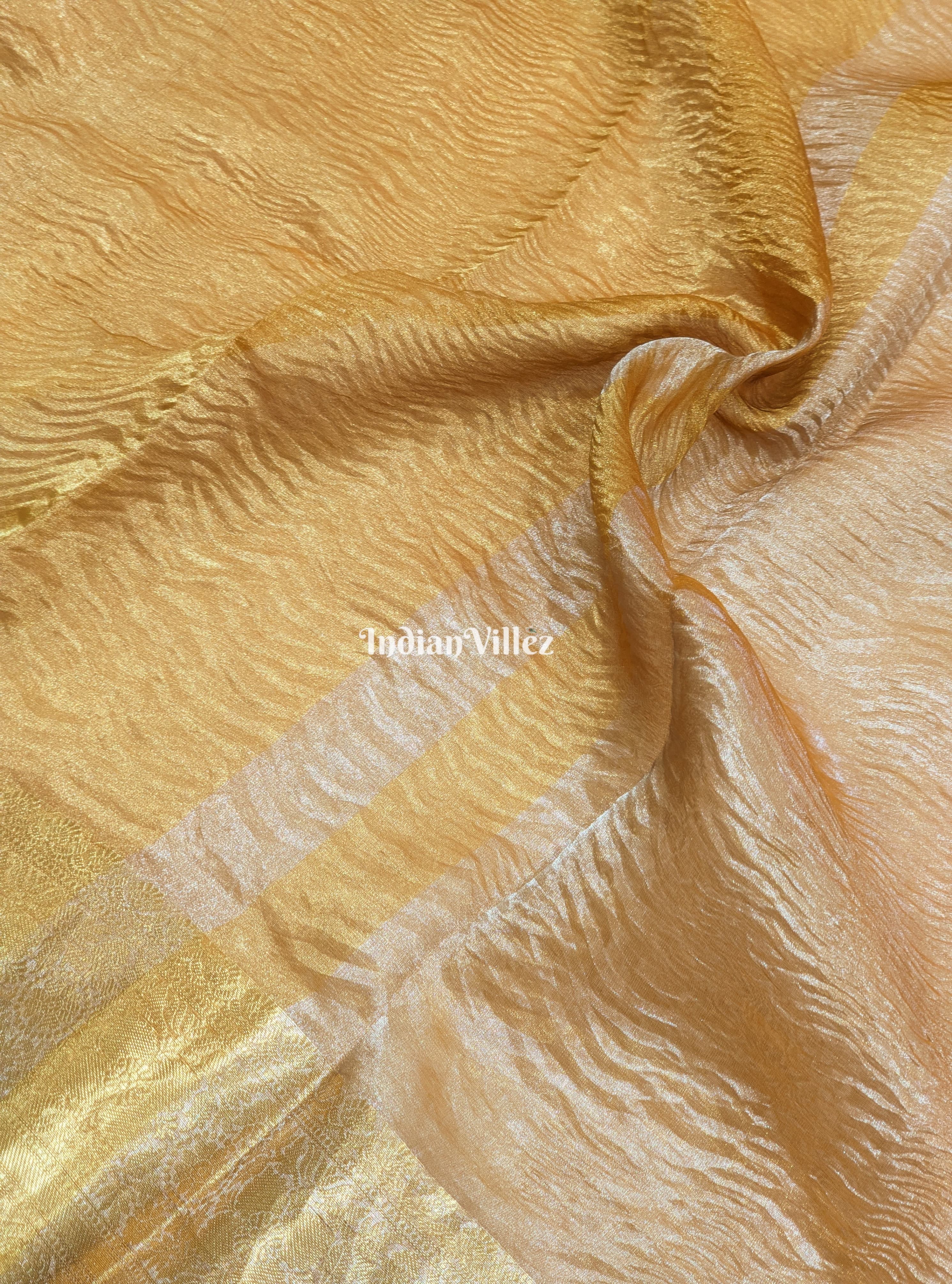 Golden Zari Woven Banarasi Tissue Saree