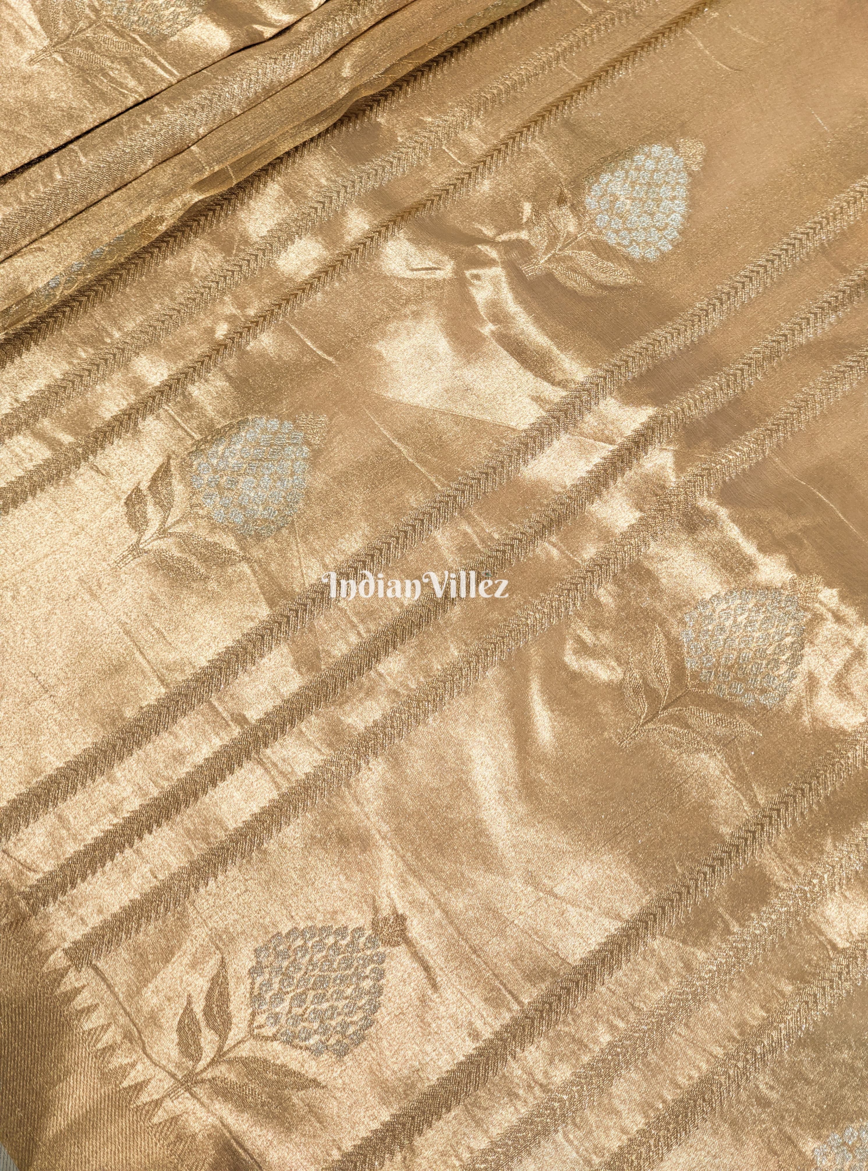 Antique Golden Zari Woven  Banarasi Tissue Saree