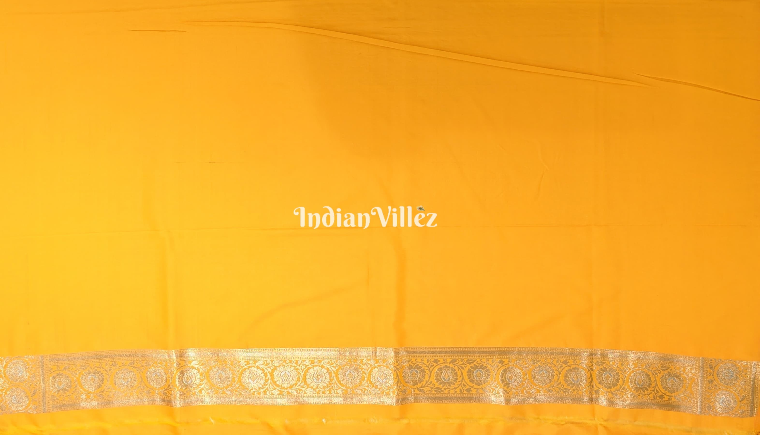 Yellow Floral Design Pure Banarasi Katan Saree