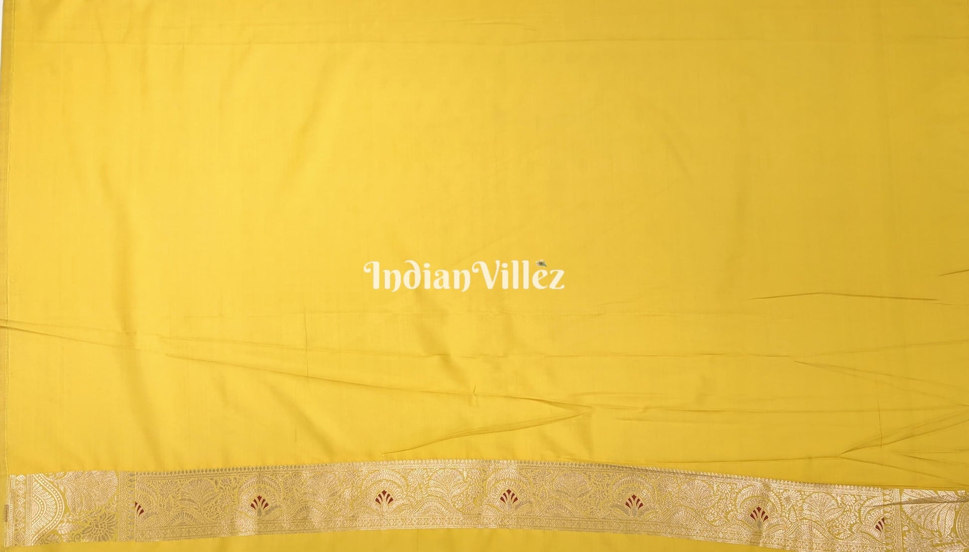Mustard Color With Floral Design Banarasi Katan Saree