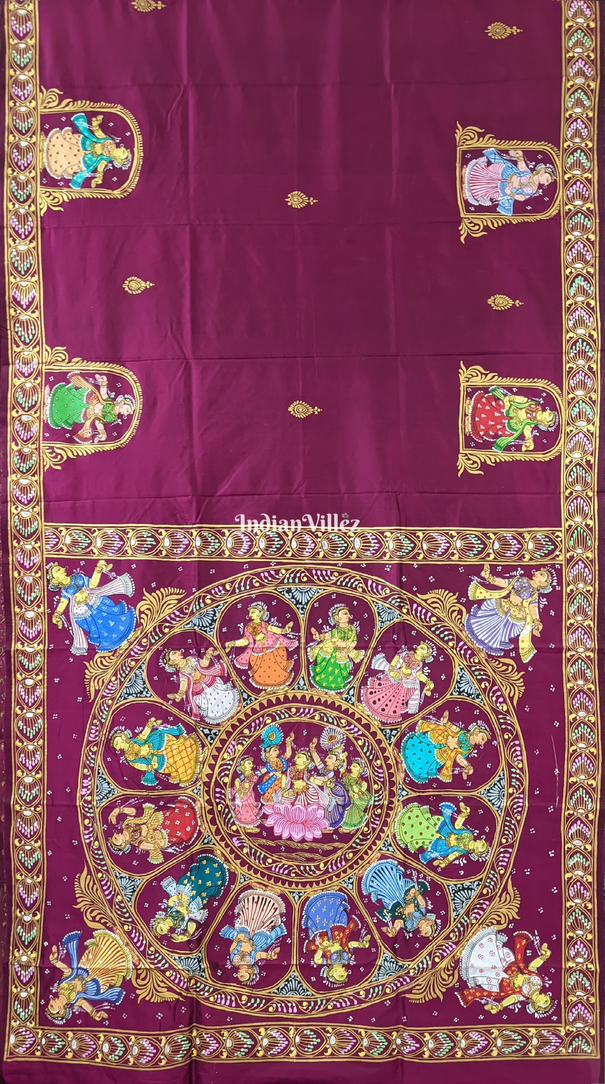 Purple Nartaki Chandua Theme Pattachitra Silk Saree