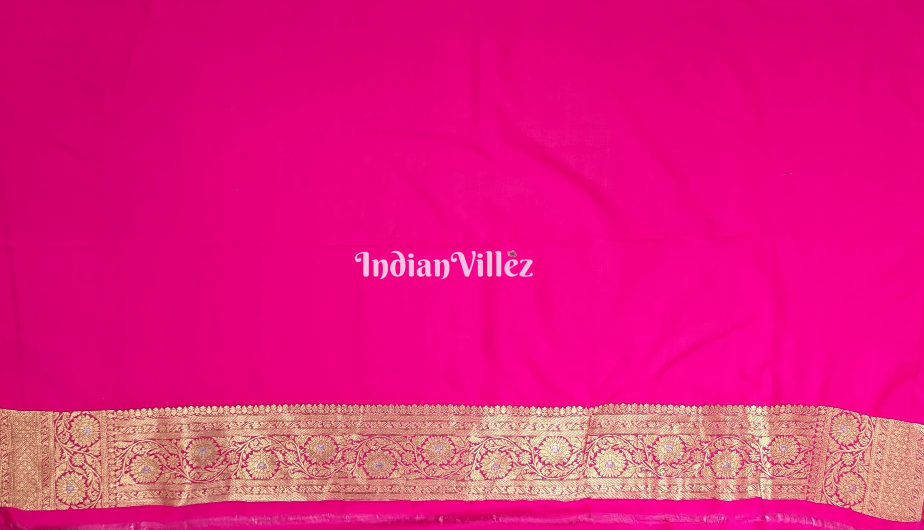 Pink Floral Design Banarasi Katan Saree