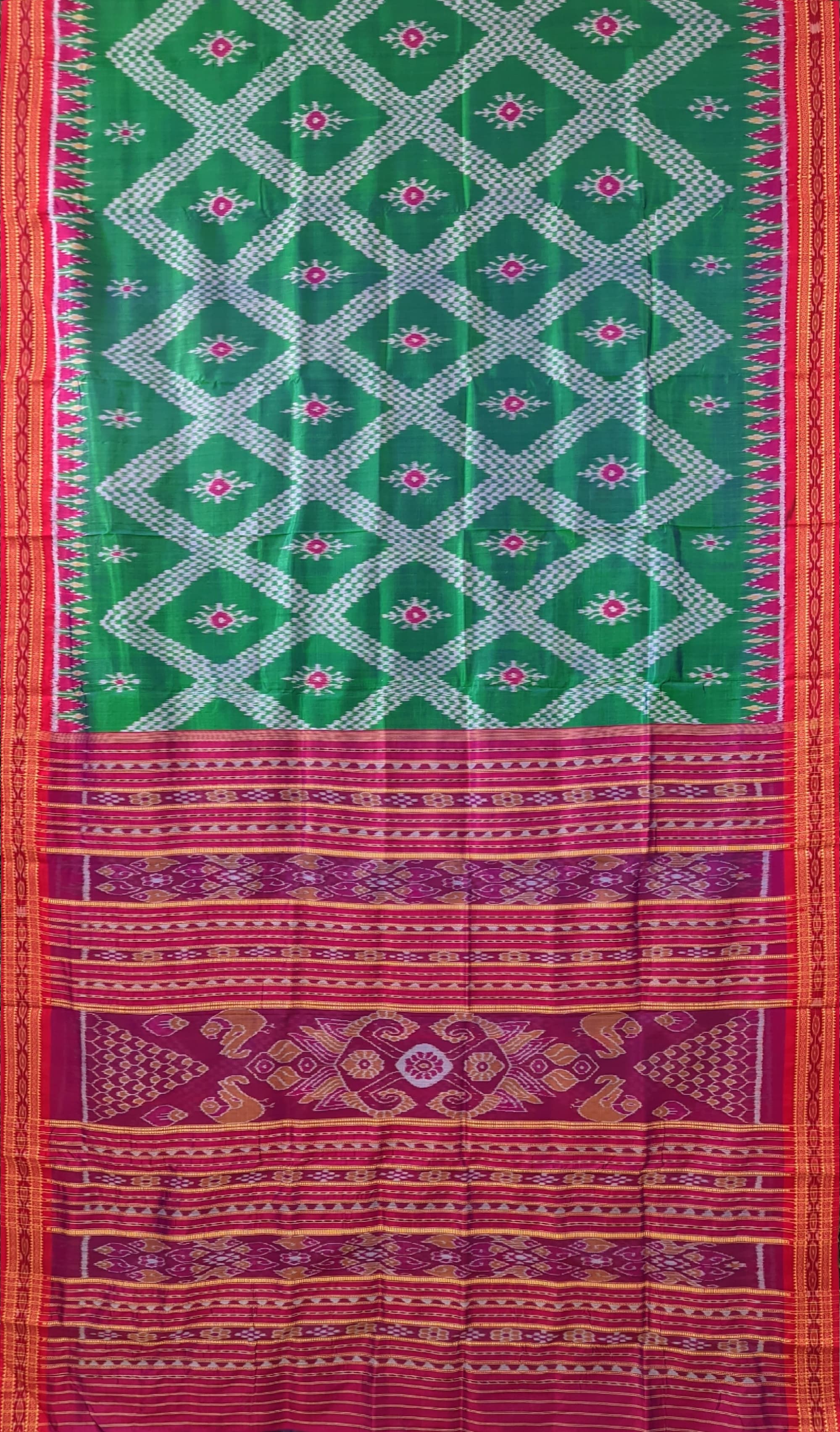 Green Tarabali Khandua Silk Saree