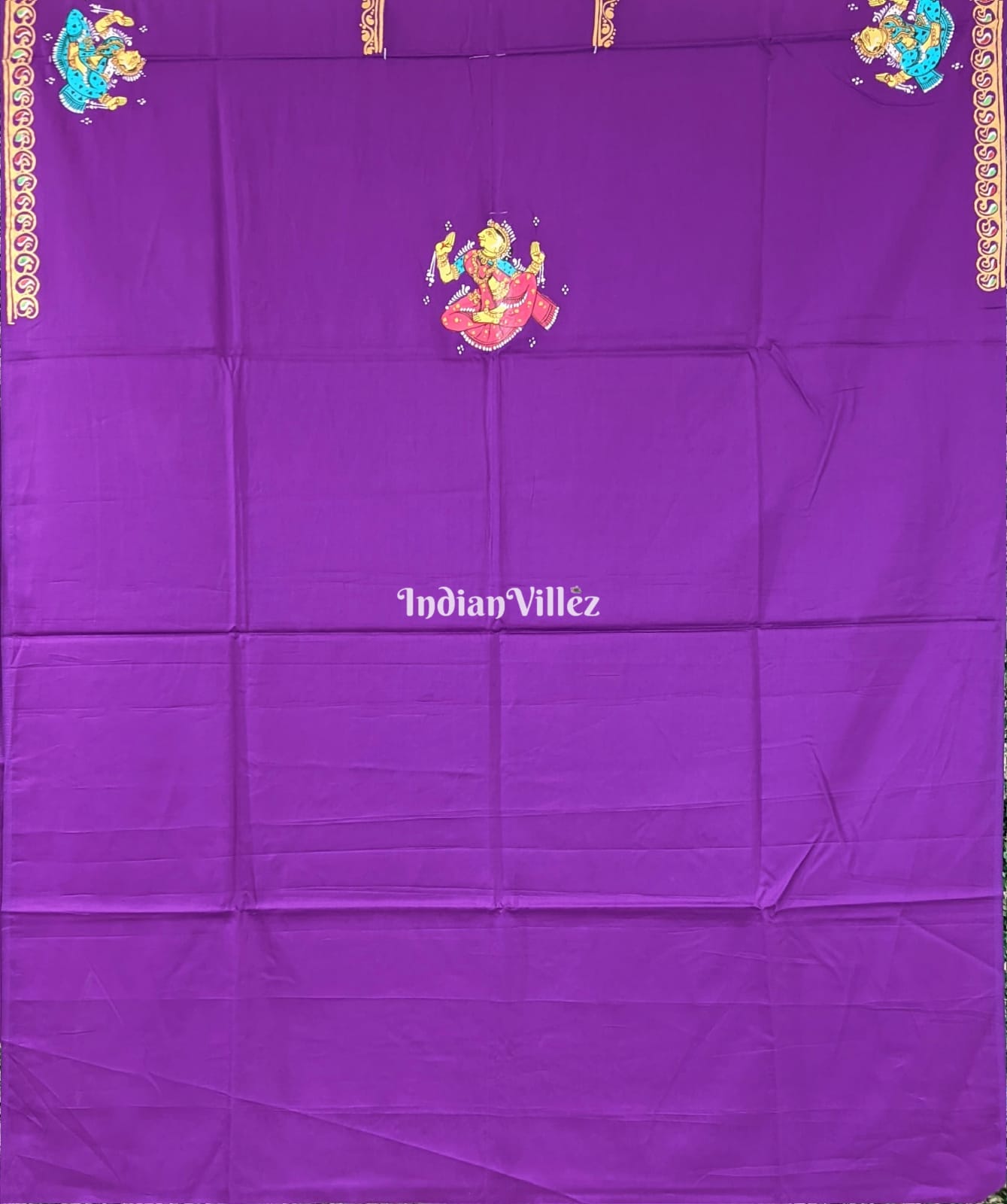 Violet Radha Krisha Pattachitra Kurti Cotton Dress Material
