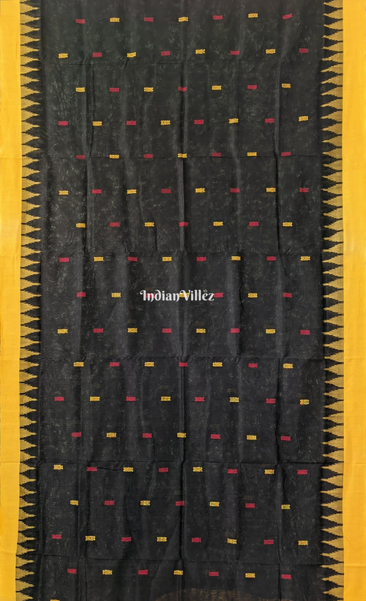 Black Sambalpuri Cotton Tissue Saree With Fish Motif