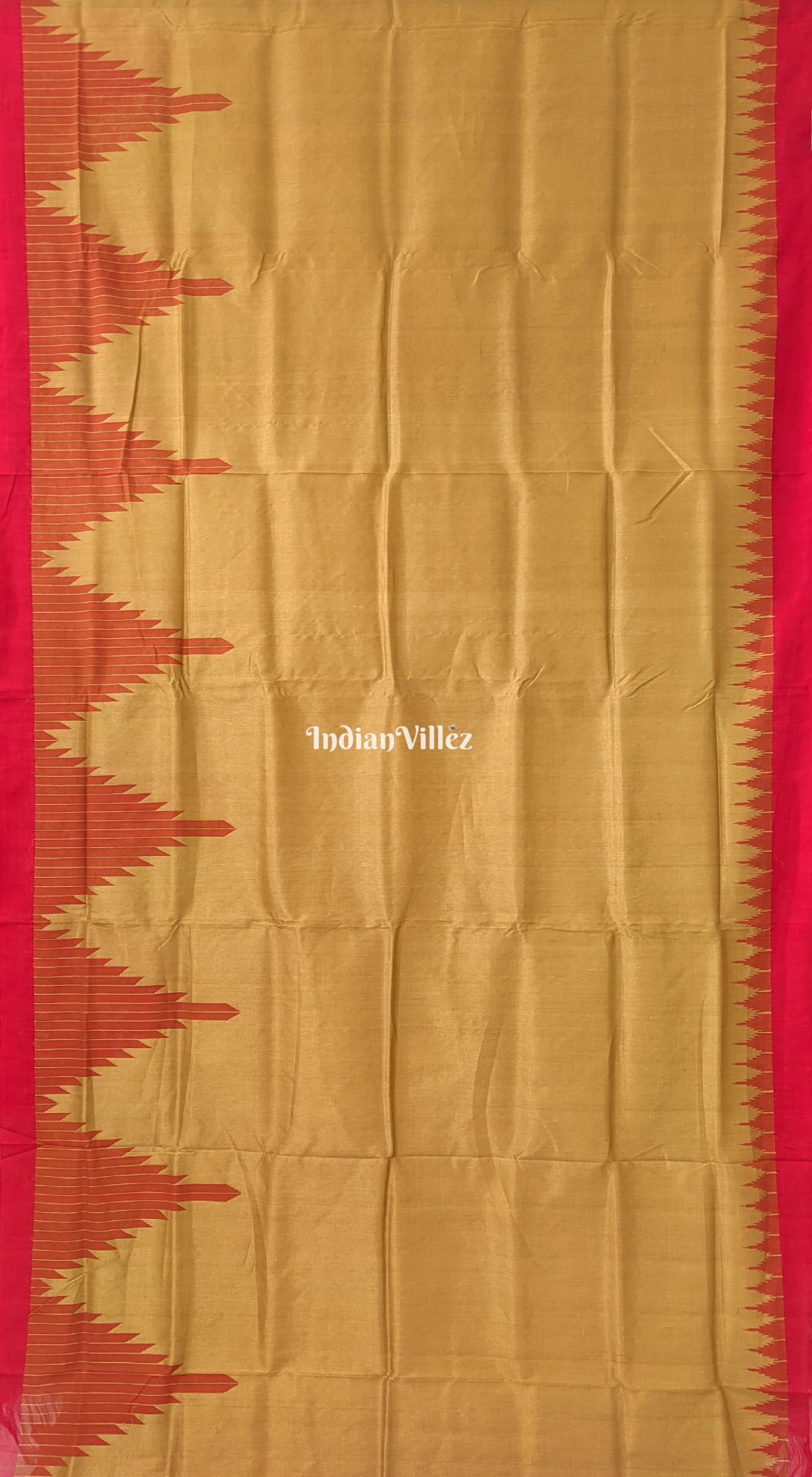 Golden Red Phoda Kumbha Sambalpuri Cotton Tissue Saree