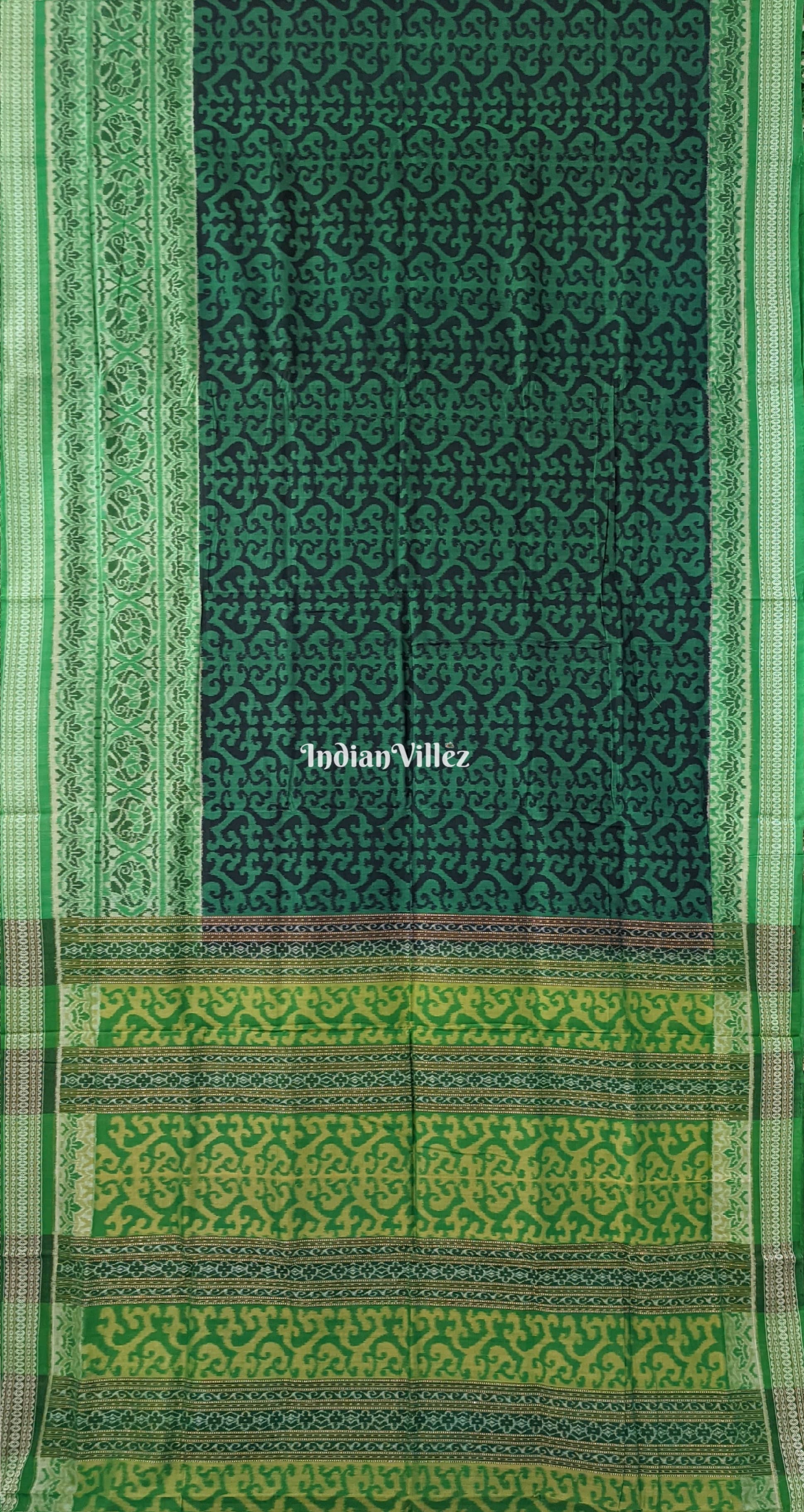 Green Odisha Ikat Sambalpuri Pure Cotton Saree