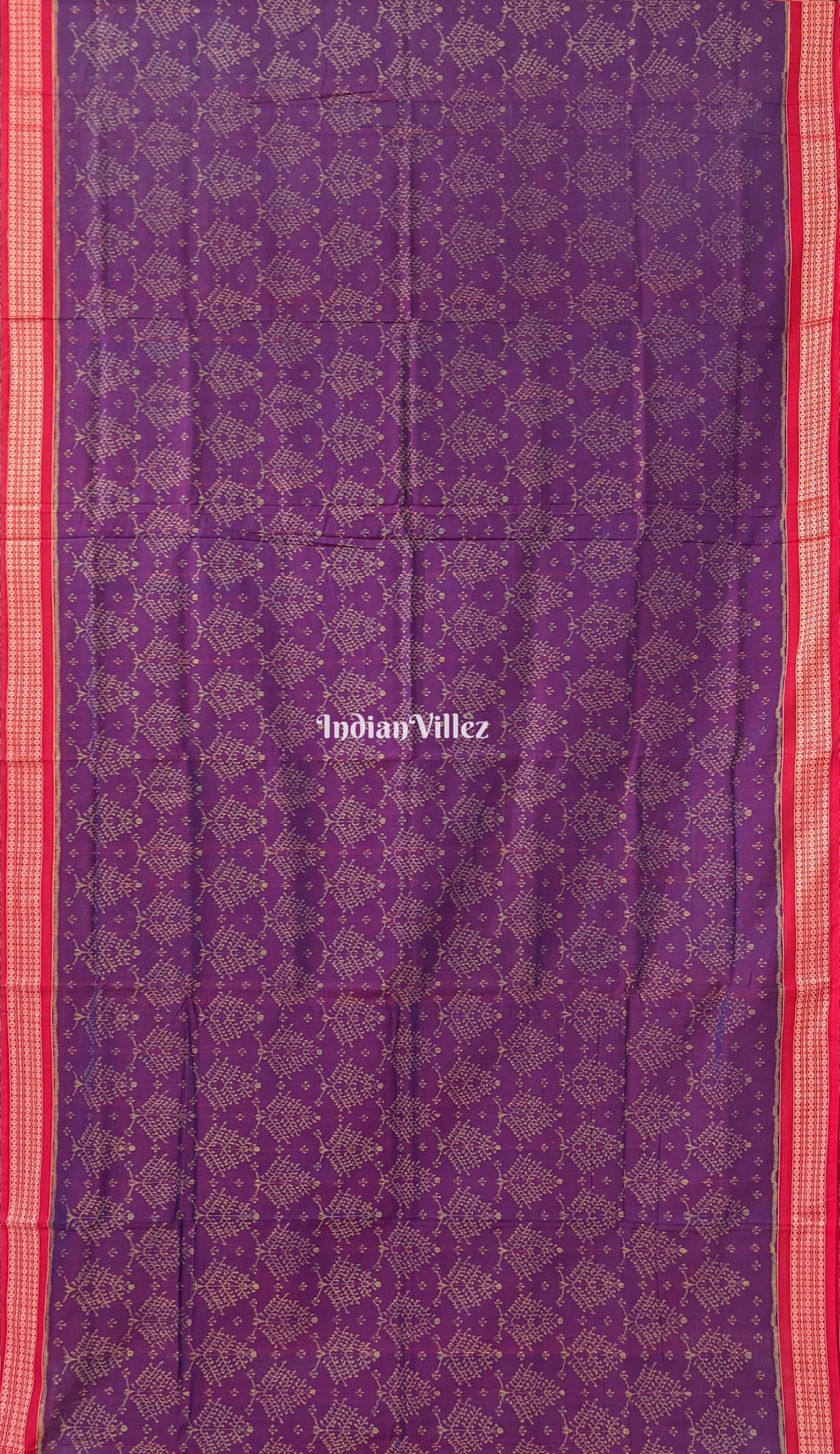 Deep Purple Odisha Ikat Sambalpuri Pure Cotton Saree