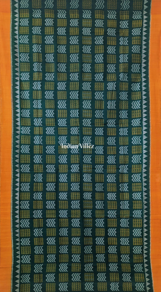 Green Yellow Pure Sambalpuri Cotton Saree