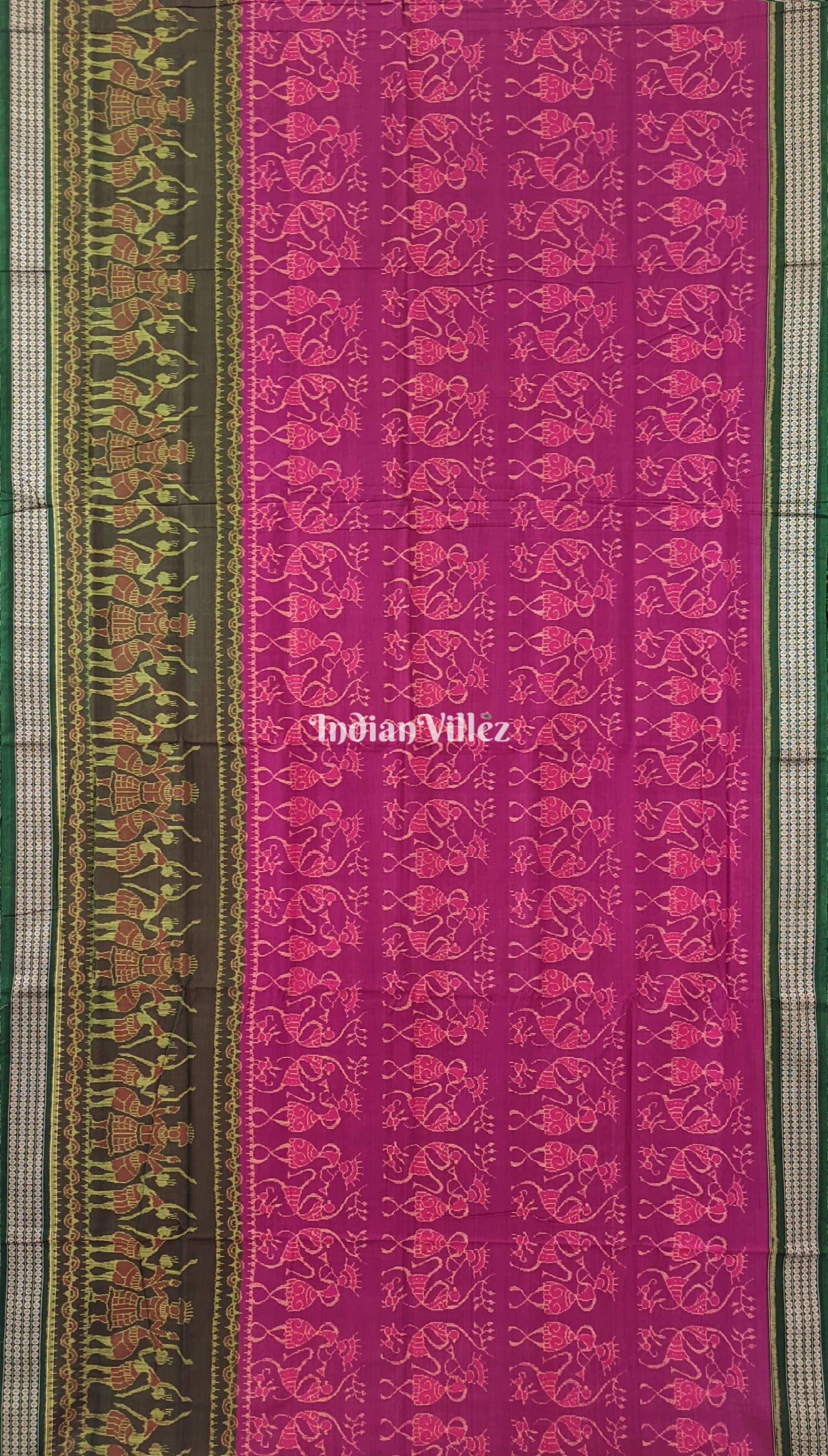 Magenta Tribal dance Sambalpuri Cotton Saree