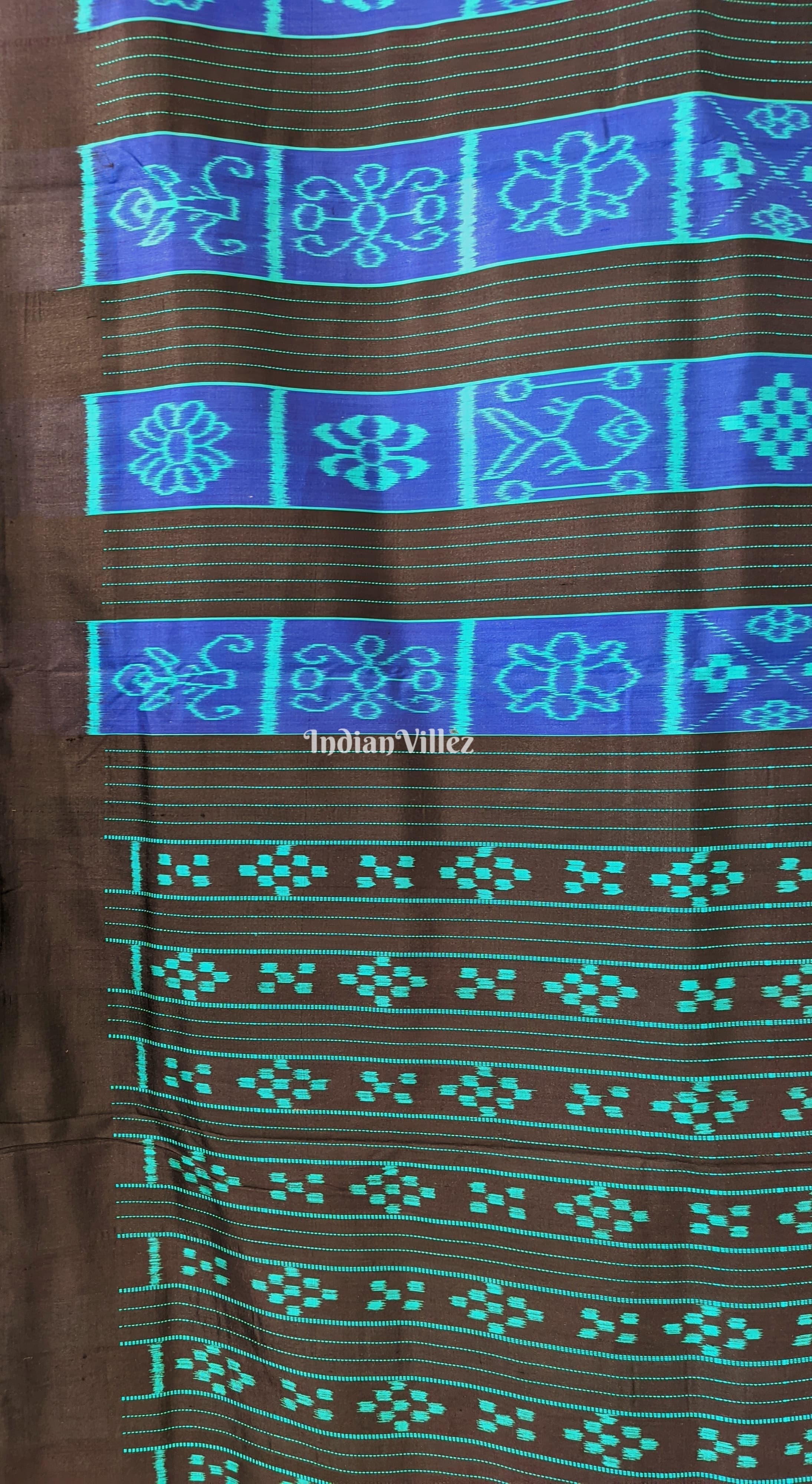 Black Blue Odisha Ikat Nabakothi Contemporary Silk Saree