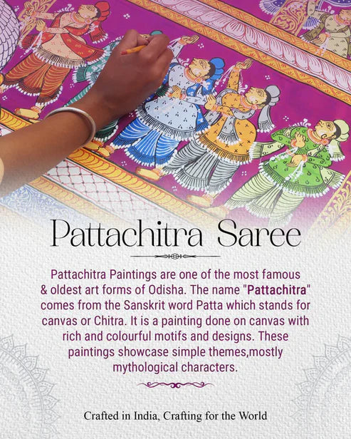Maroon  Elephant & Shringar Ras Pattachitra Saree