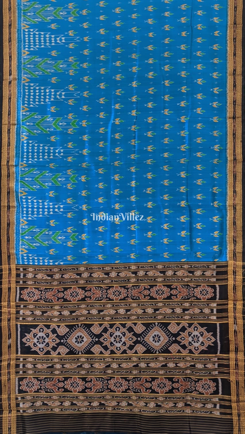 Pacific Blue Odisha Handloom Khandua Silk Saree