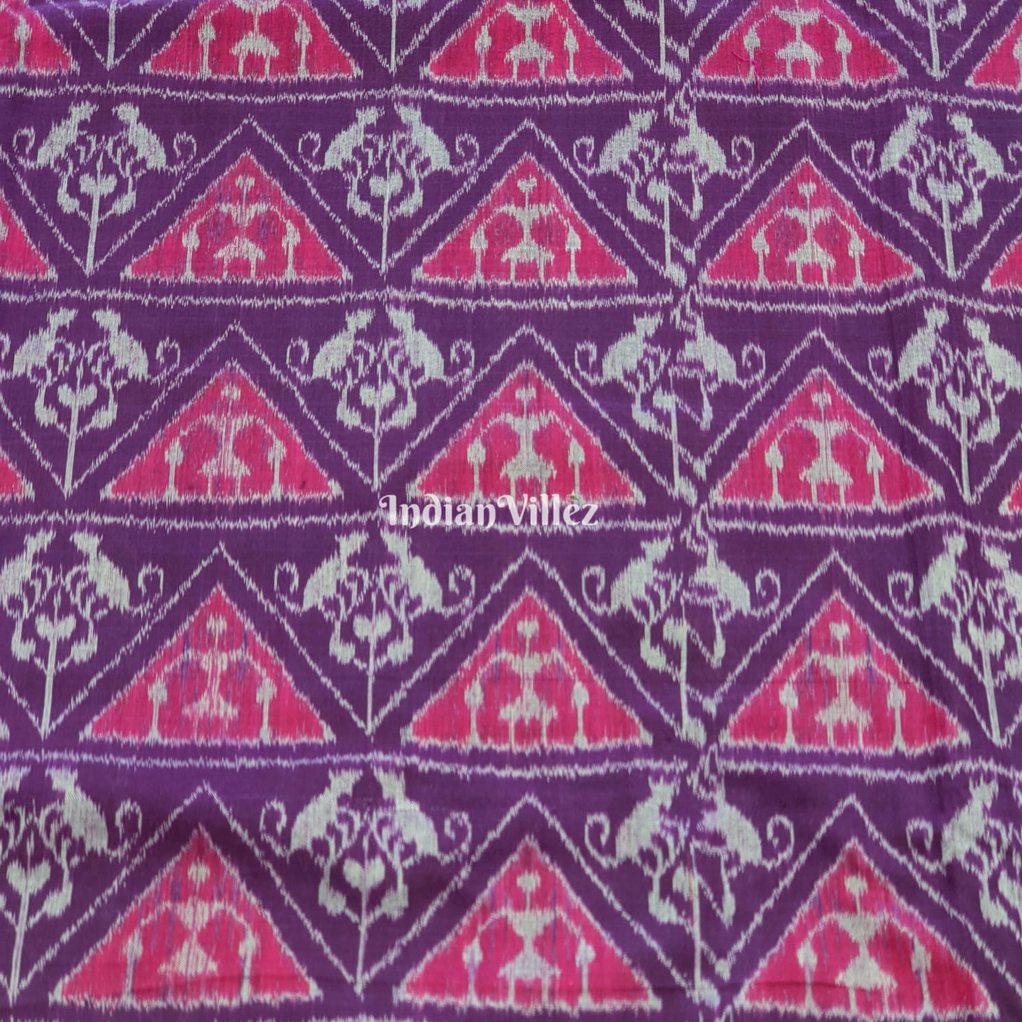 Purple Pink Tribal Theme Sambalpuri Cotton Fabric