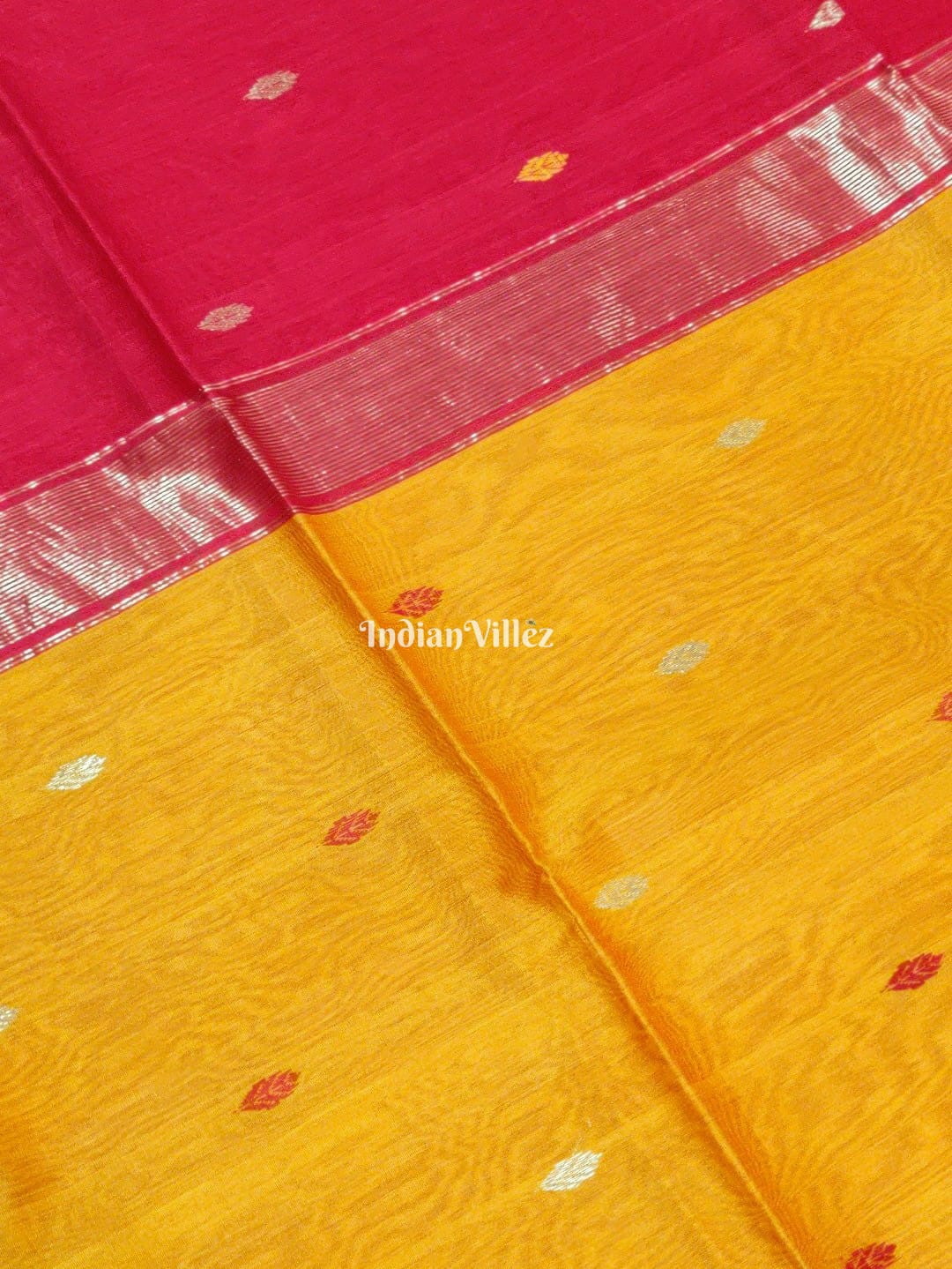 Yellow Maheshwari Handloom Saree