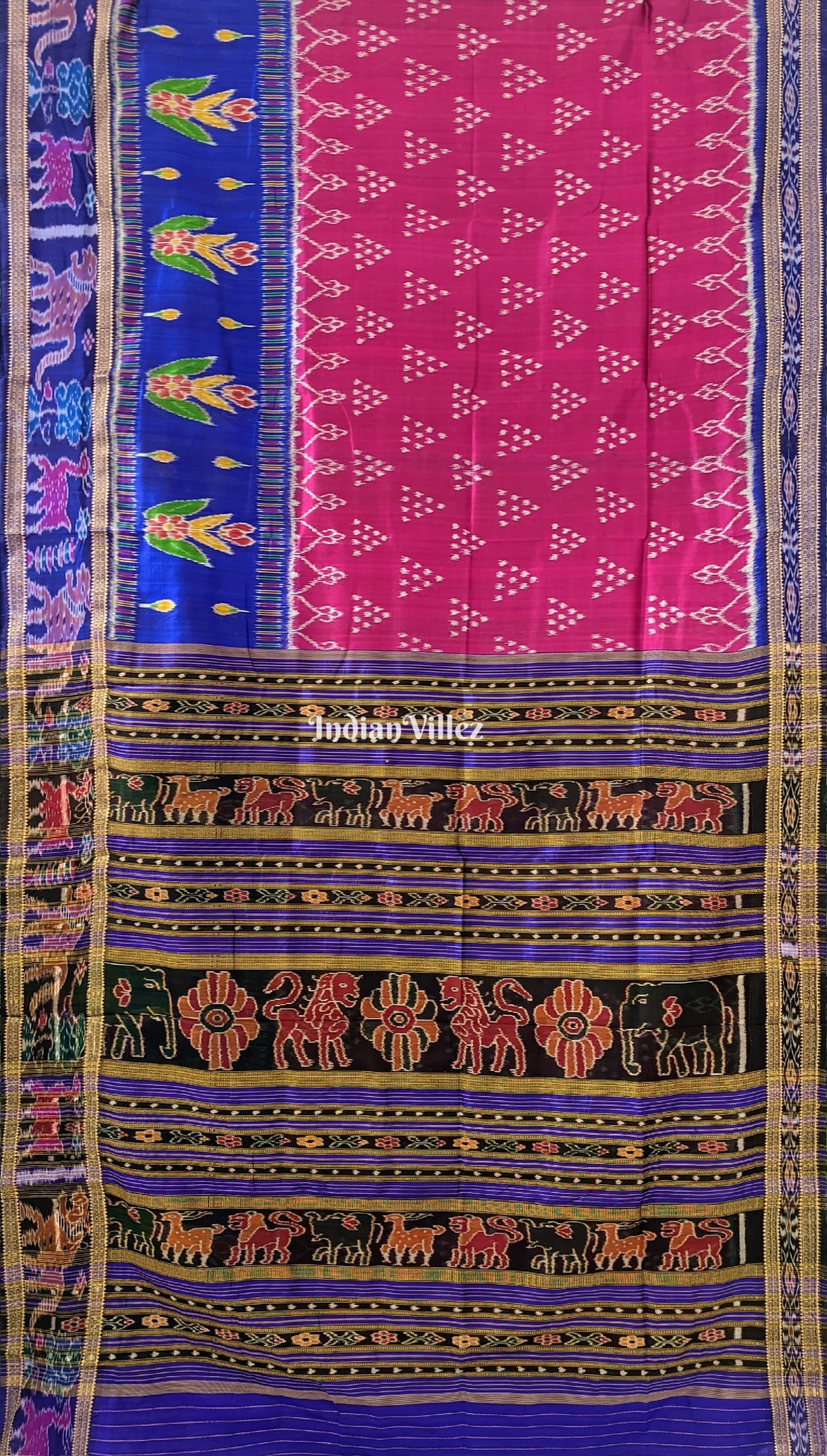 Purple Jhoti Odisha Ikat Contemporary Silk Saree with Animal Border