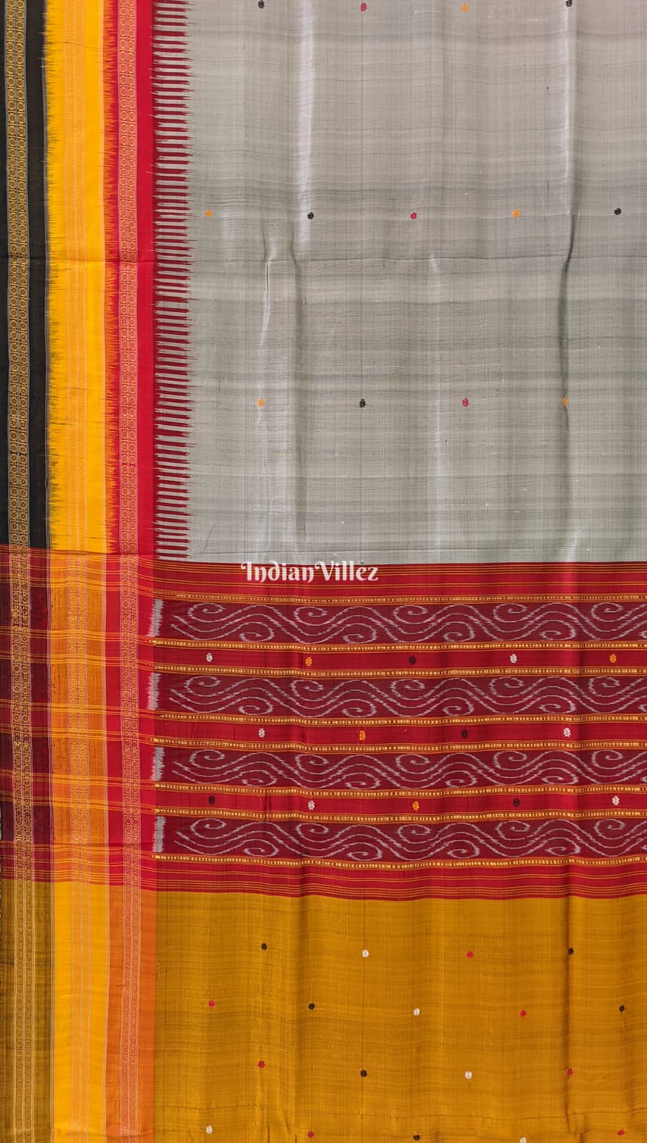 Streel Grey Odisha Ikat Kathiphera Khandua Silk Saree
