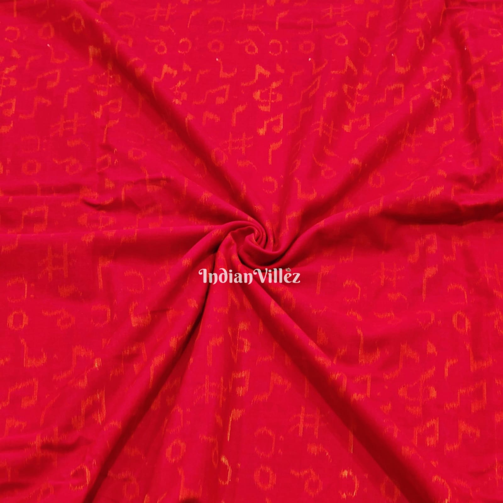 Red Music Theme Sambalpuri Cotton Fabric