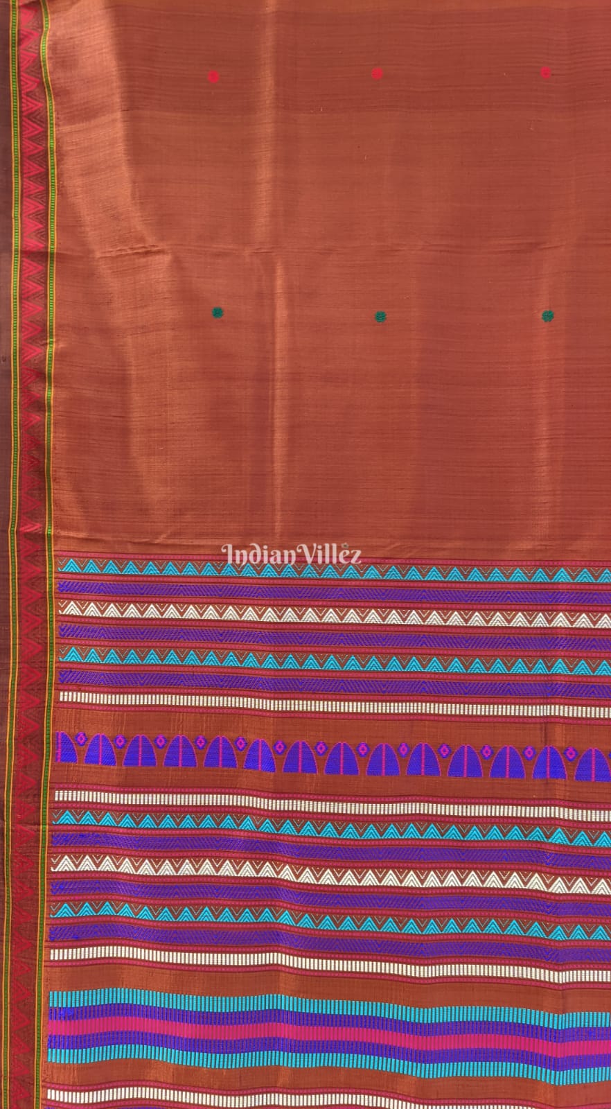 Bronze Odisha Ikat Contemporary Silk Saree with Dongria Border