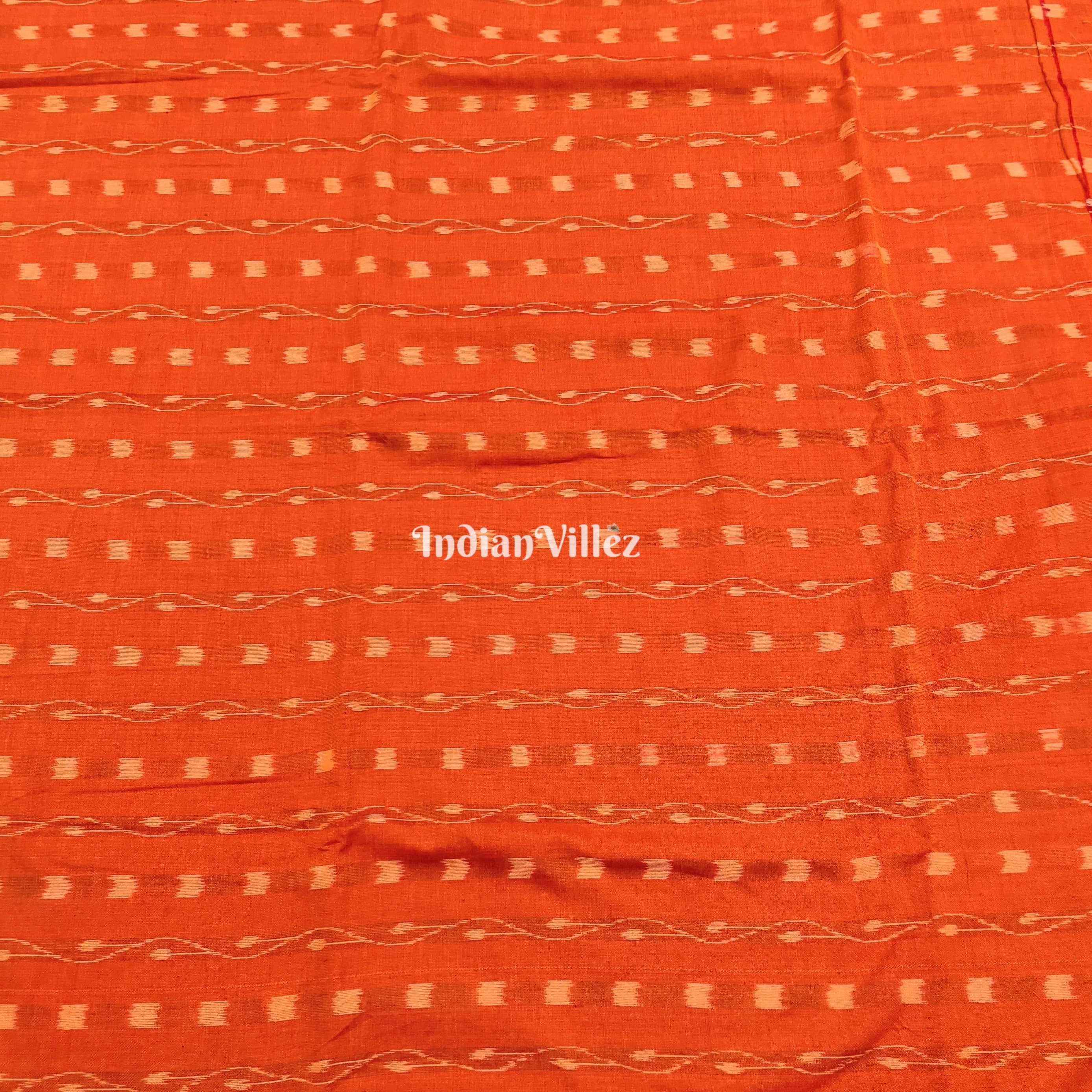 Orange Tipa Design Sambalpuri Ikat Cotton Fabric