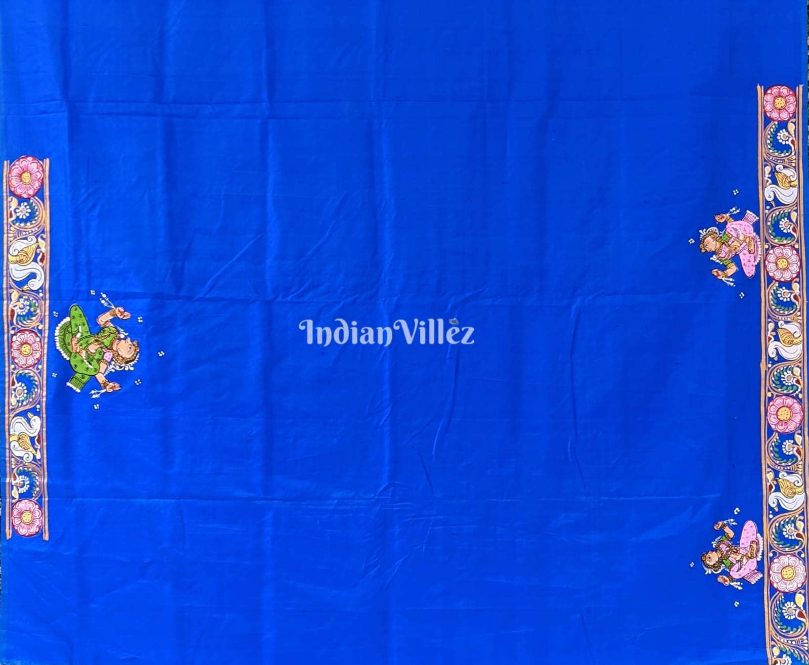 Blue Shree Jagannath Theme Pattachitra Silk Saree