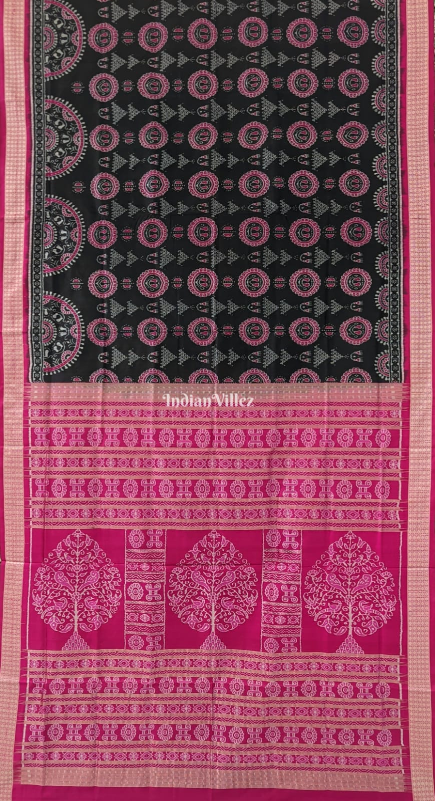 Beige and Red Colored Woven Design Sambalpuri Saree – BharatSthali