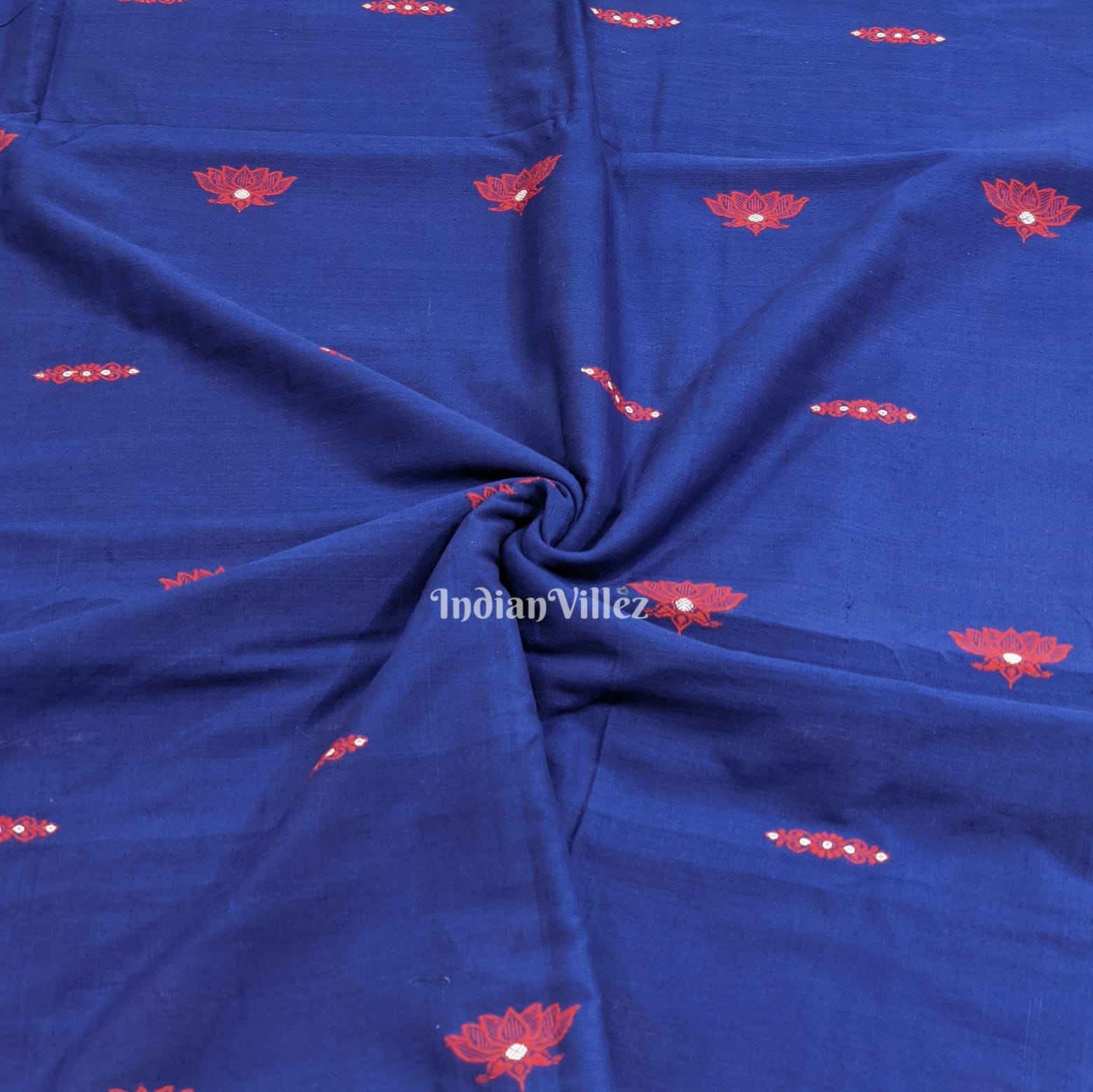 Blue Totus Motif Odisha Ikat Bomkai Cotton Fabric