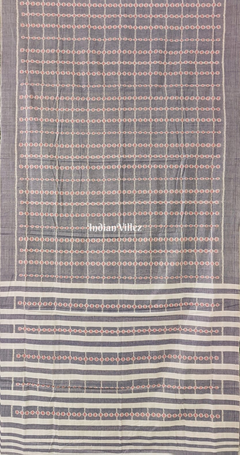 Light Denim Blue Odisha Handloom Cotton Saree with Tassel