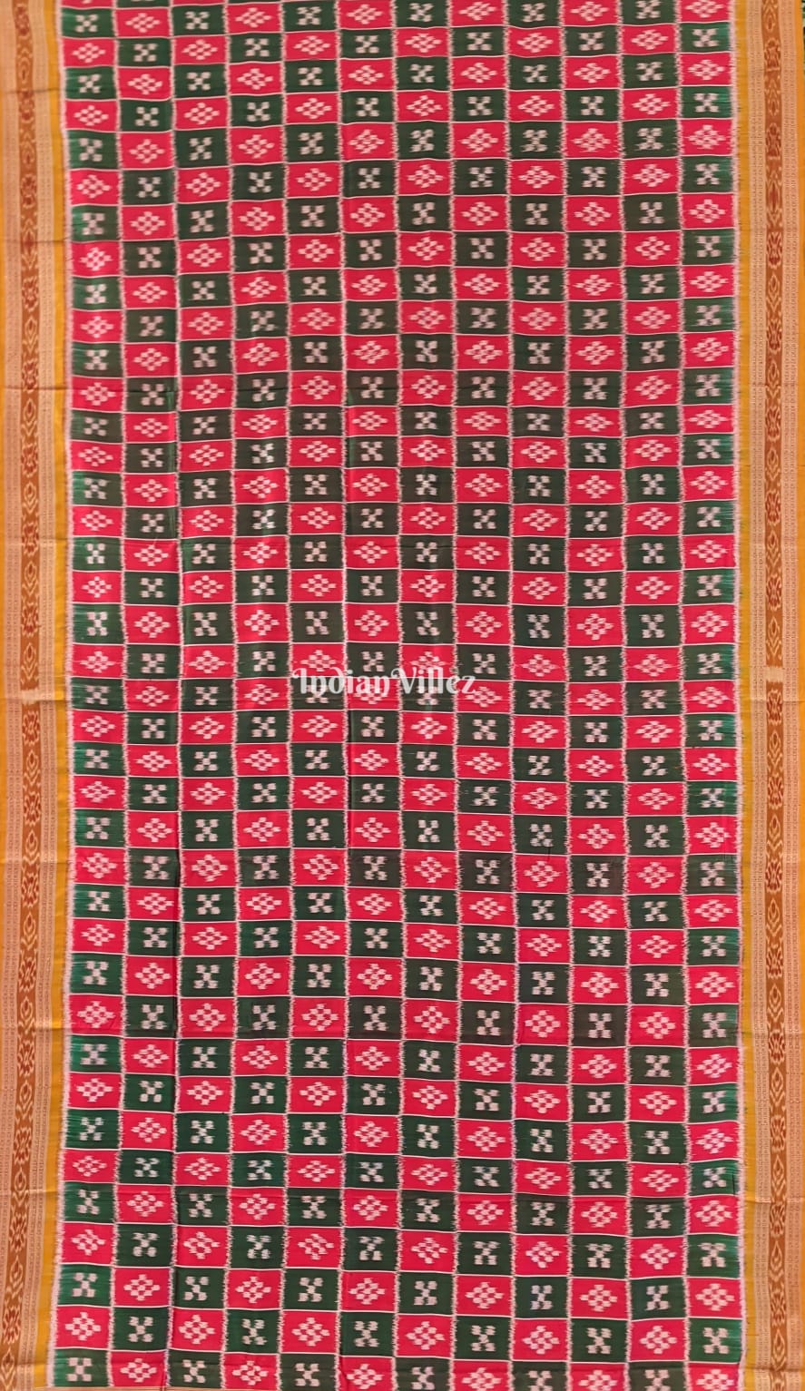 Red Green Body Pasapali Odisha Ikat Khandua Silk Saree