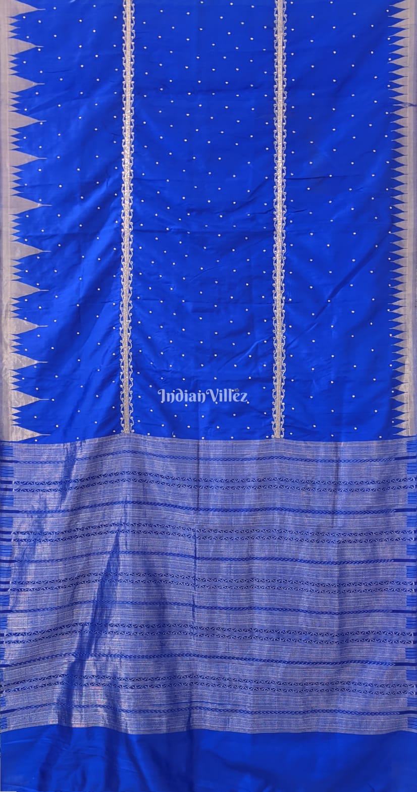 Blue Zardosi Sambalpuri Ikat Silk Saree