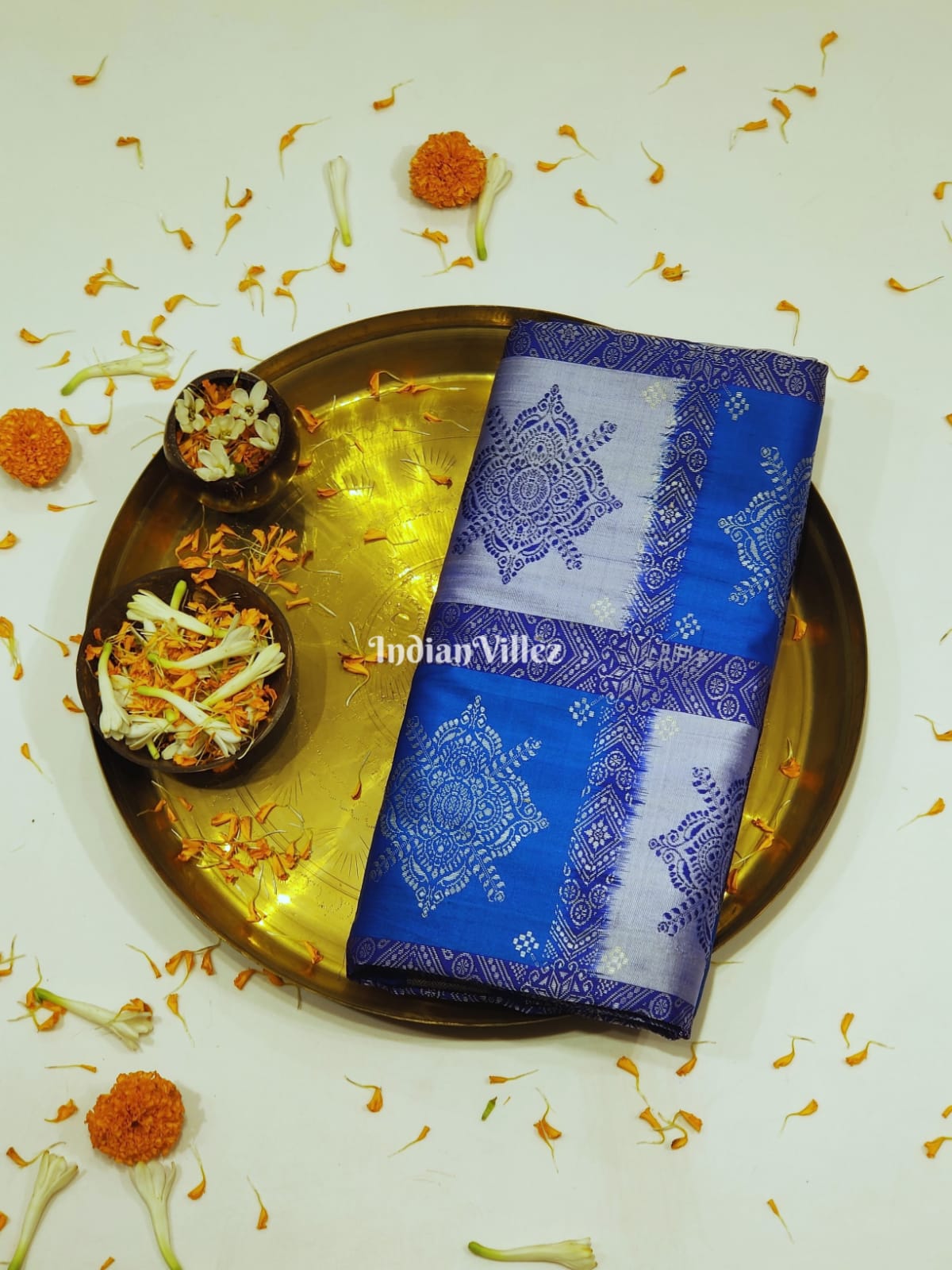 Blue Bomkai Sambalpuri Ikat with Patli Handloom Silk Saree