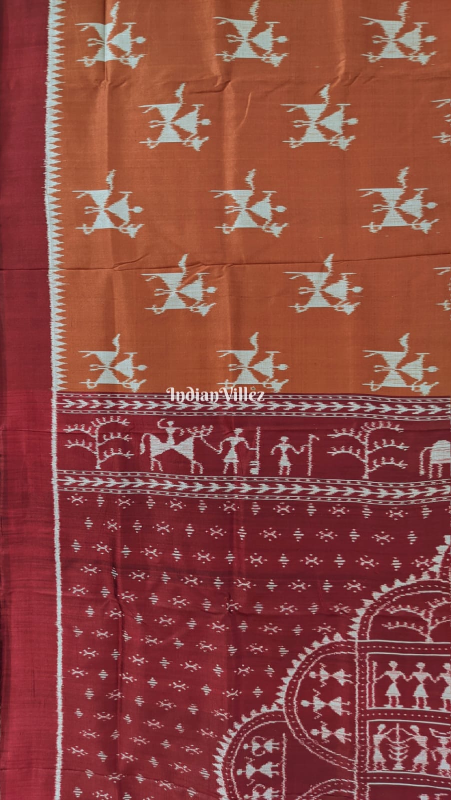 Maroon Odisha Ikat Tribal Contemporary Silk Saree