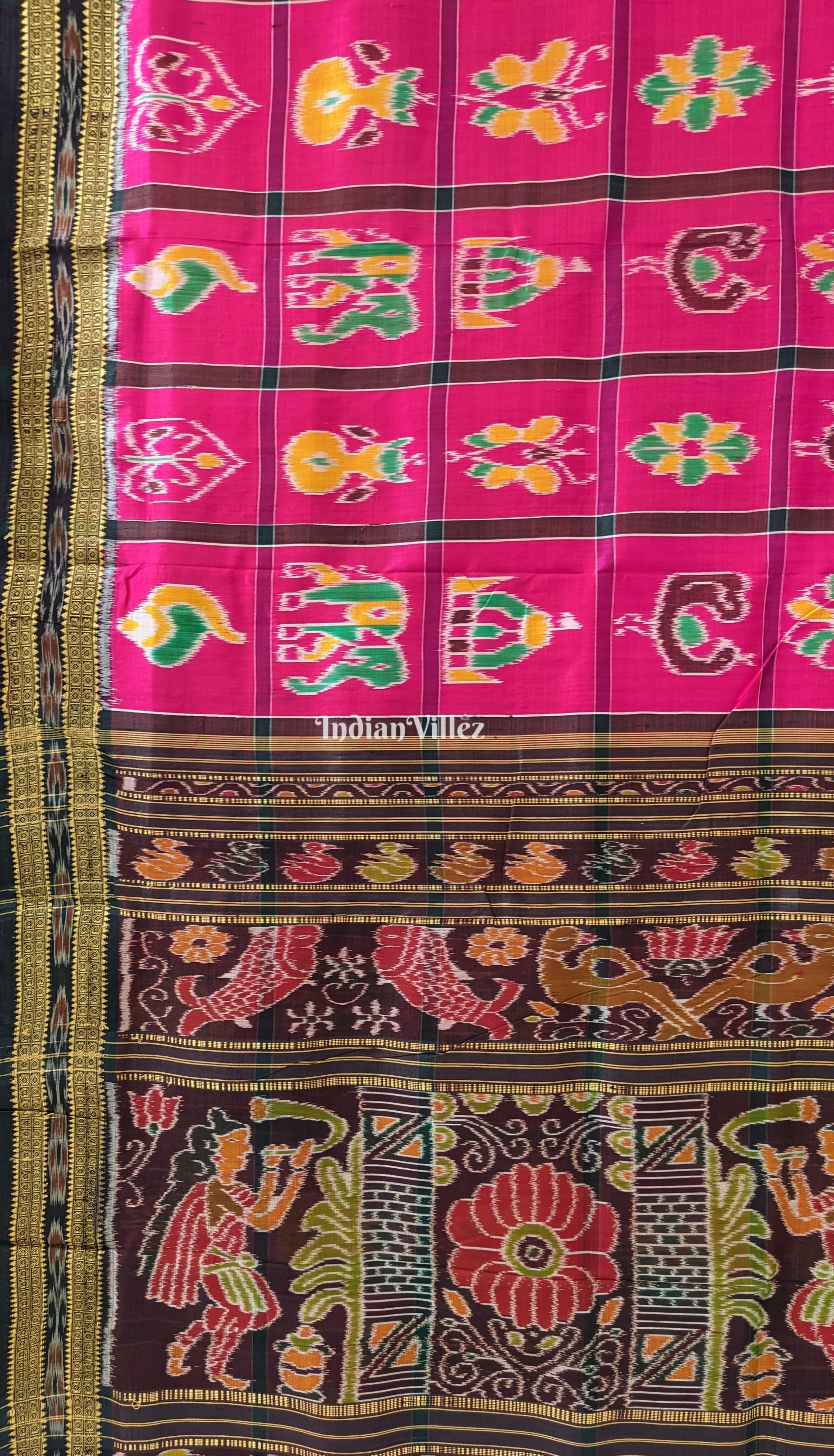 Pink Nabakothi Khandua Ikat Odisha Handloom Silk Saree