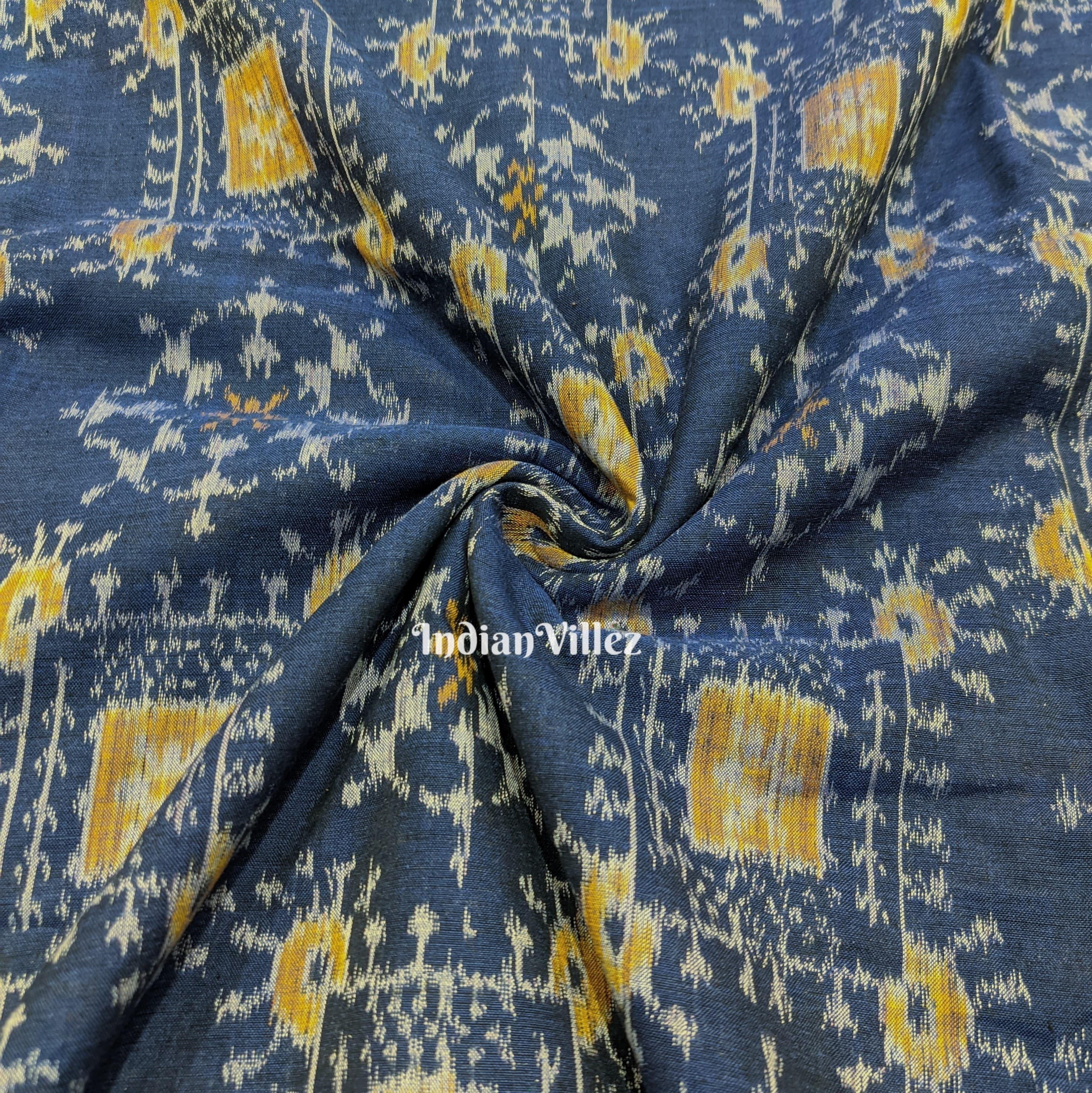Blue Tribal Jhoti Design Sambalpuri Ikat Cotton Fabric