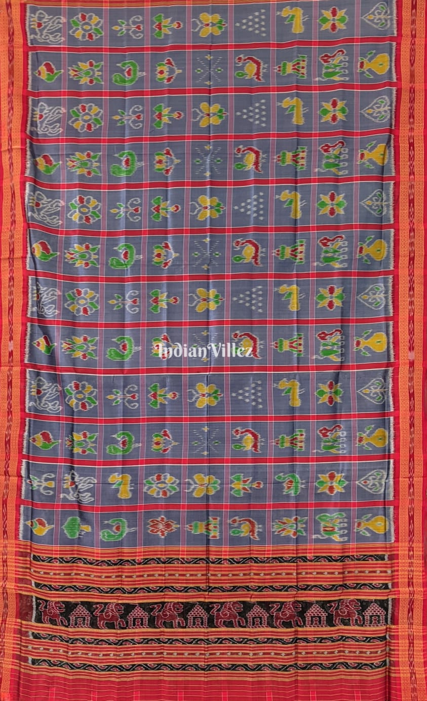 Grey Nabakothi Odisha Handloom Silk Dupatta