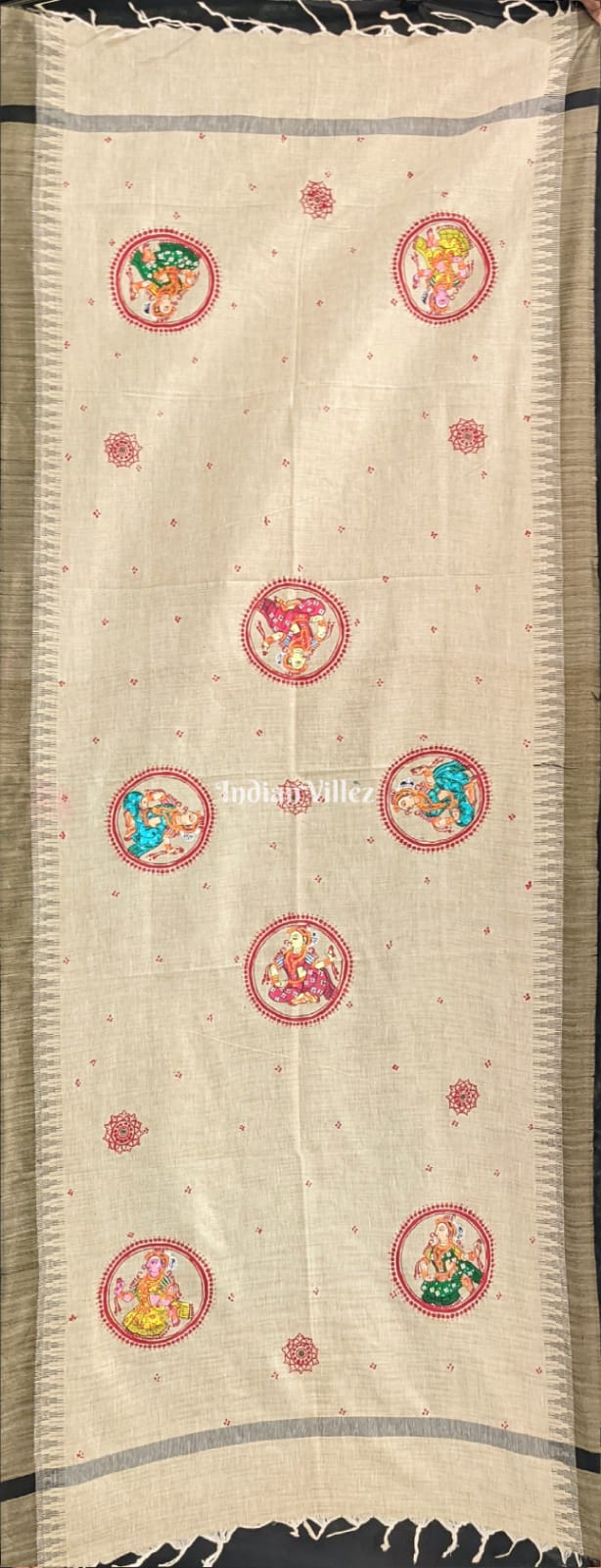 Nartaki Theme Patachitra Art on Tussar Dupatta