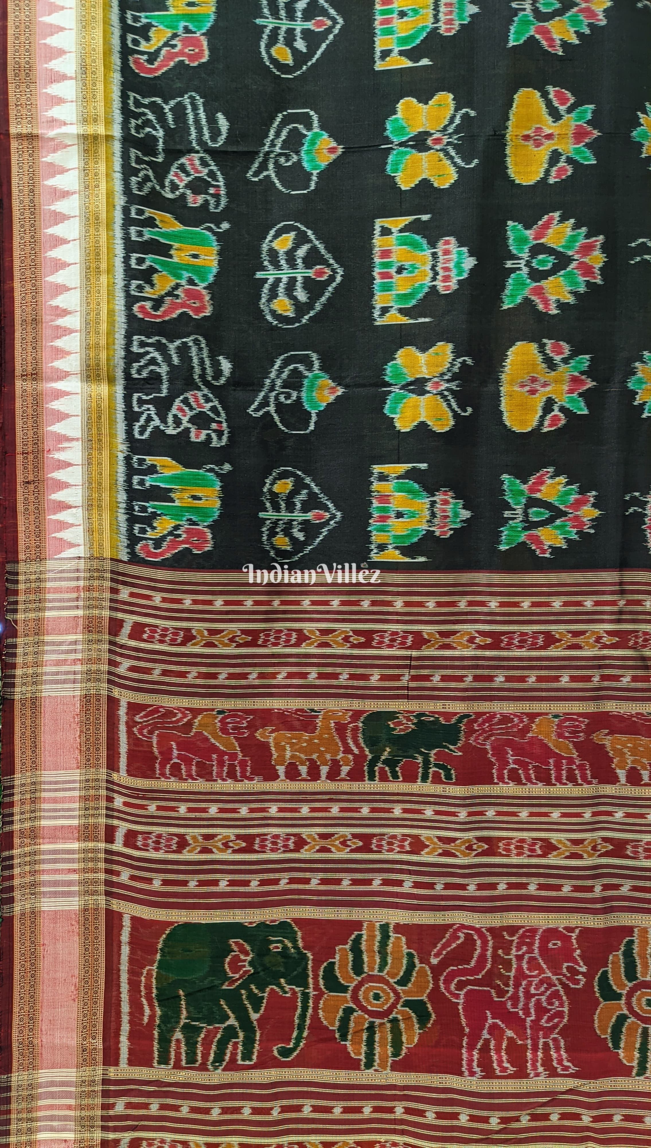 Black Nabakothi Nabarangi Khandua Silk Saree