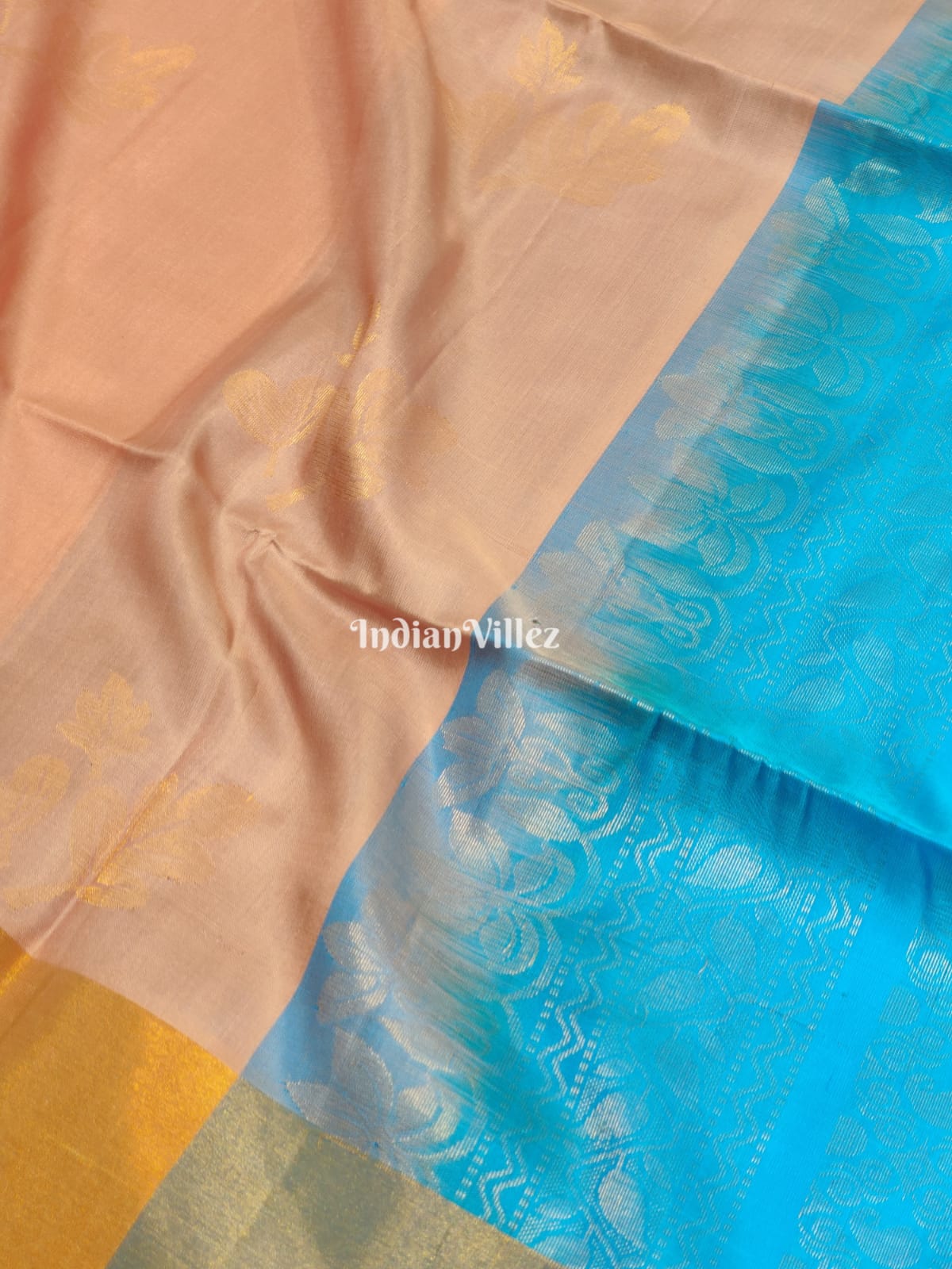Blush Pink Sky Blue South Handloom Kanjivaram Soft Silk Saree