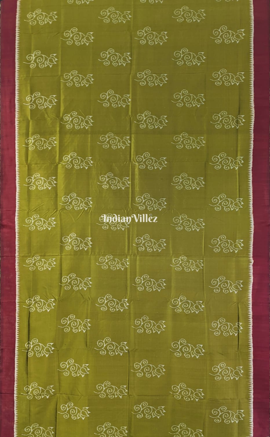 Mehndi Green Odisha Ikat Contemporary Silk Saree with Tribal Anchal