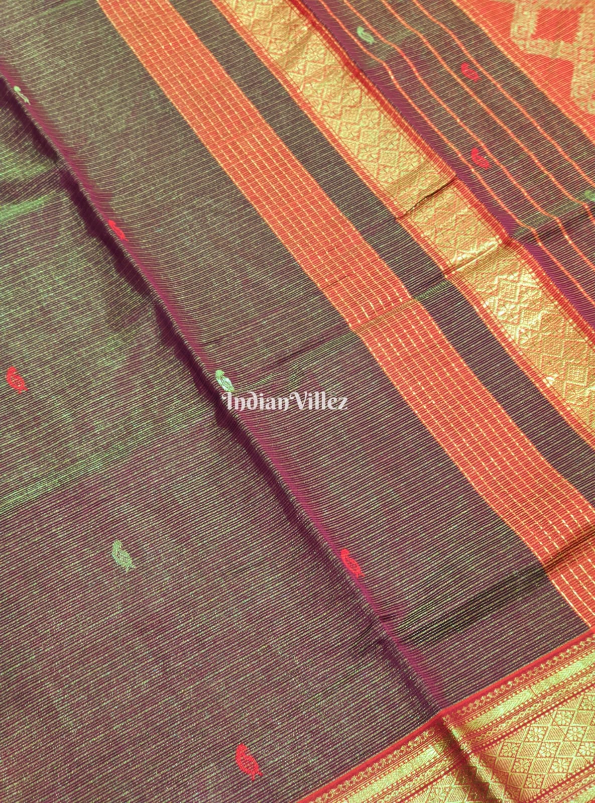 Chocolate Brown Maheshwari Silk Saree