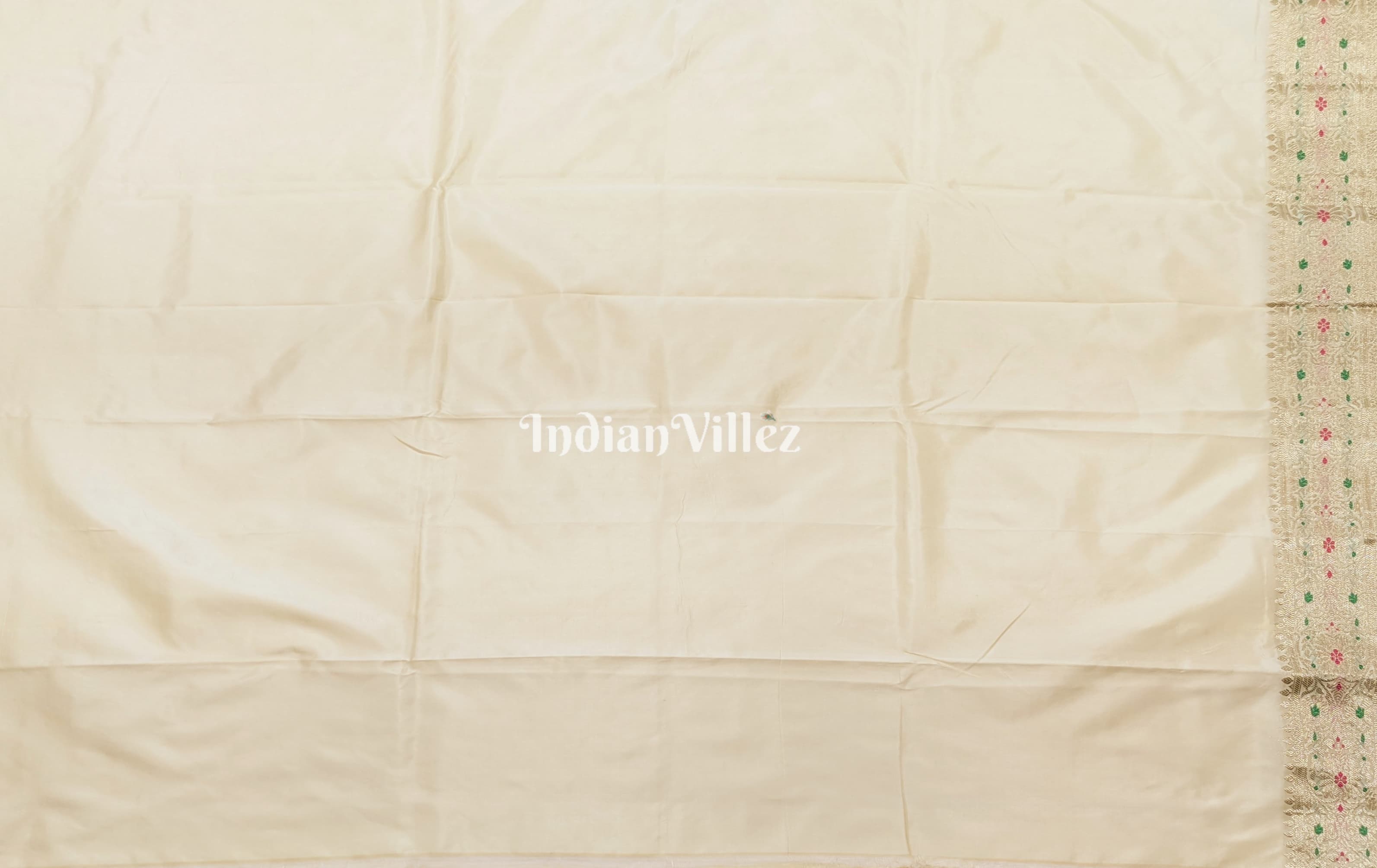  Off-White Handwoven Banarasi Katan Silk Saree
