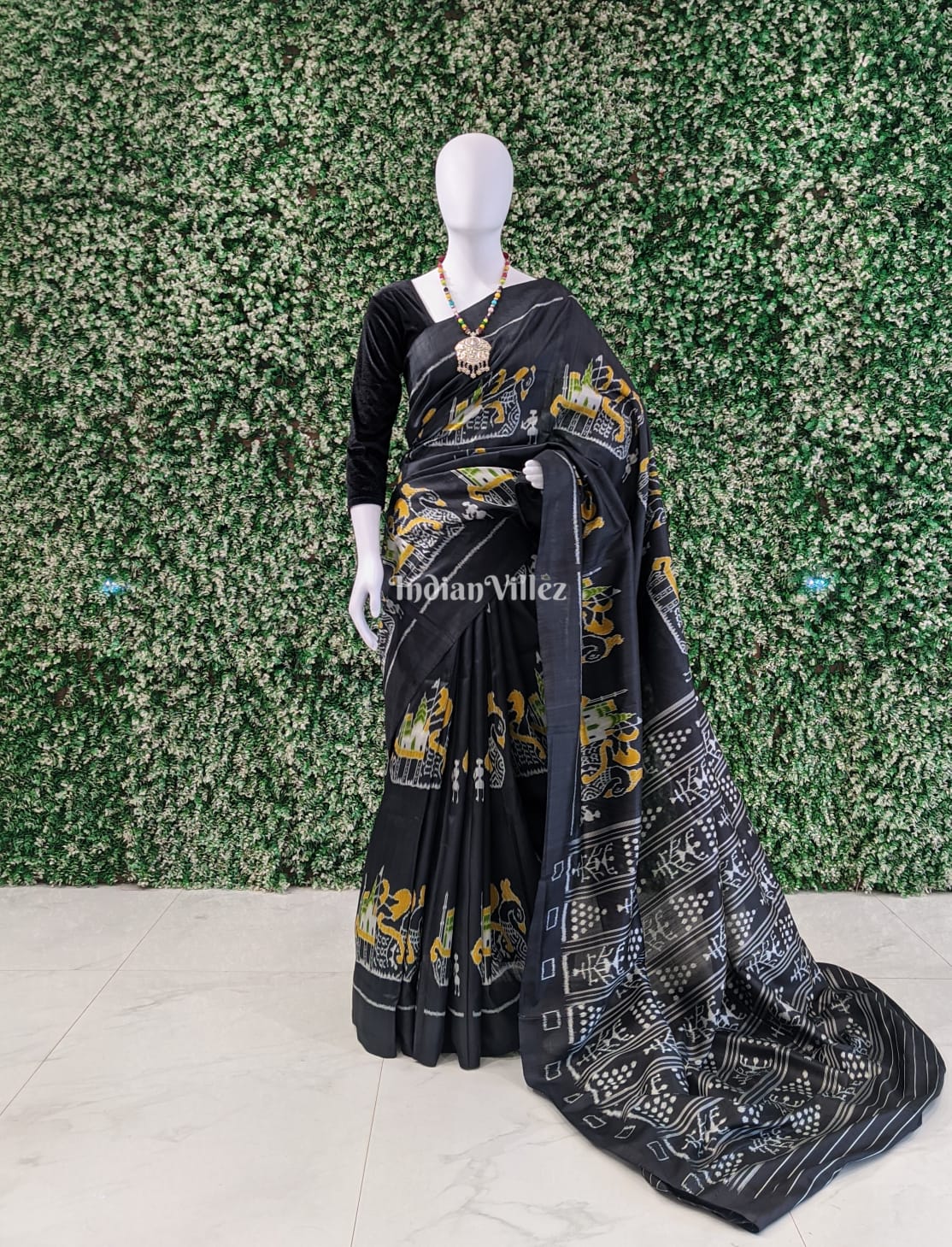 Black Boita & Tribal Anchal Odisha Ikat Contemporary Silk Saree