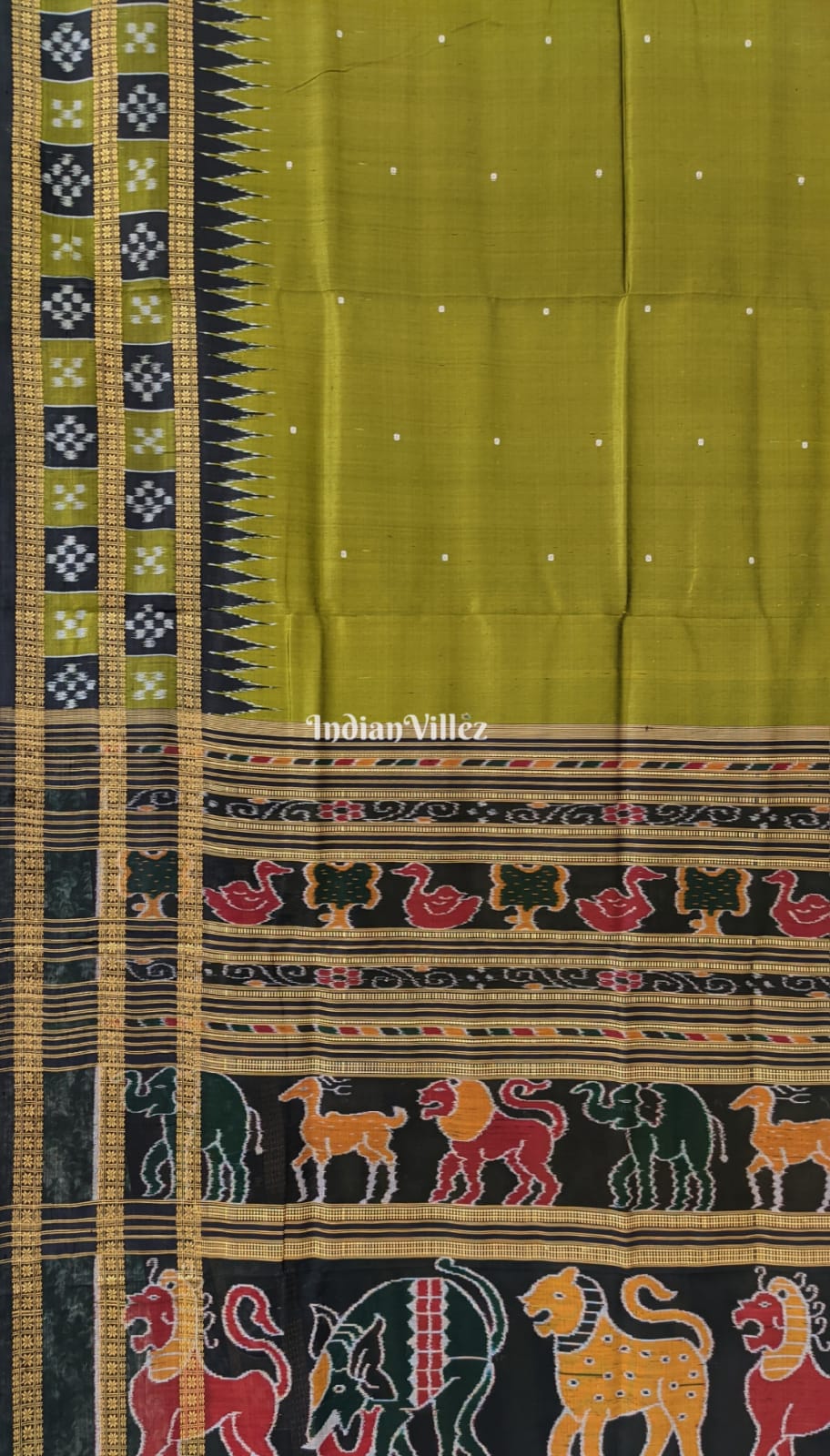 Mehendi Green Odisha Handloom Khandua Silk Saree