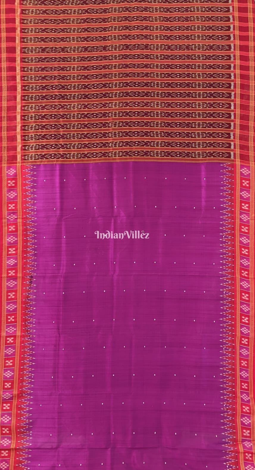 Magenta Single Butta Patli Design Khandua Silk Saree
