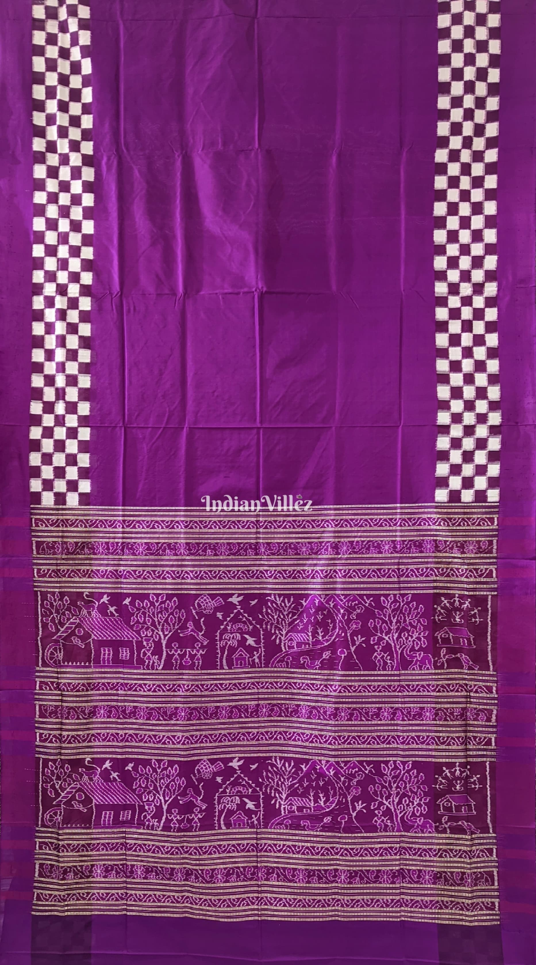 Magenta Contemporary Pasapali Sambalpuri Silk Saree