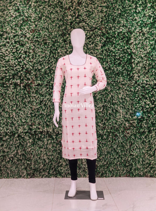 White Odisha Ikat Designer Cotton Kurti