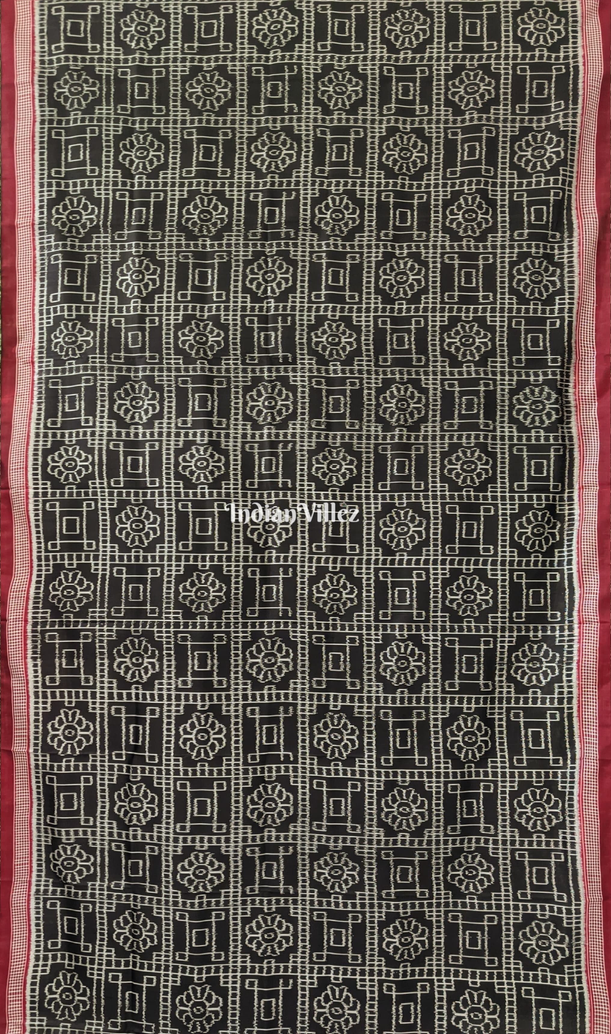 Black Maroon Odisha Ikat Contemporary Silk Saree