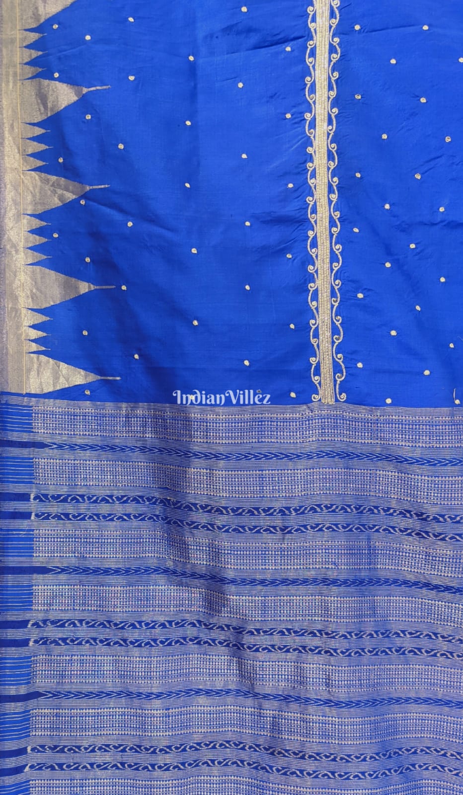 Blue Zardosi Sambalpuri Ikat Silk Saree