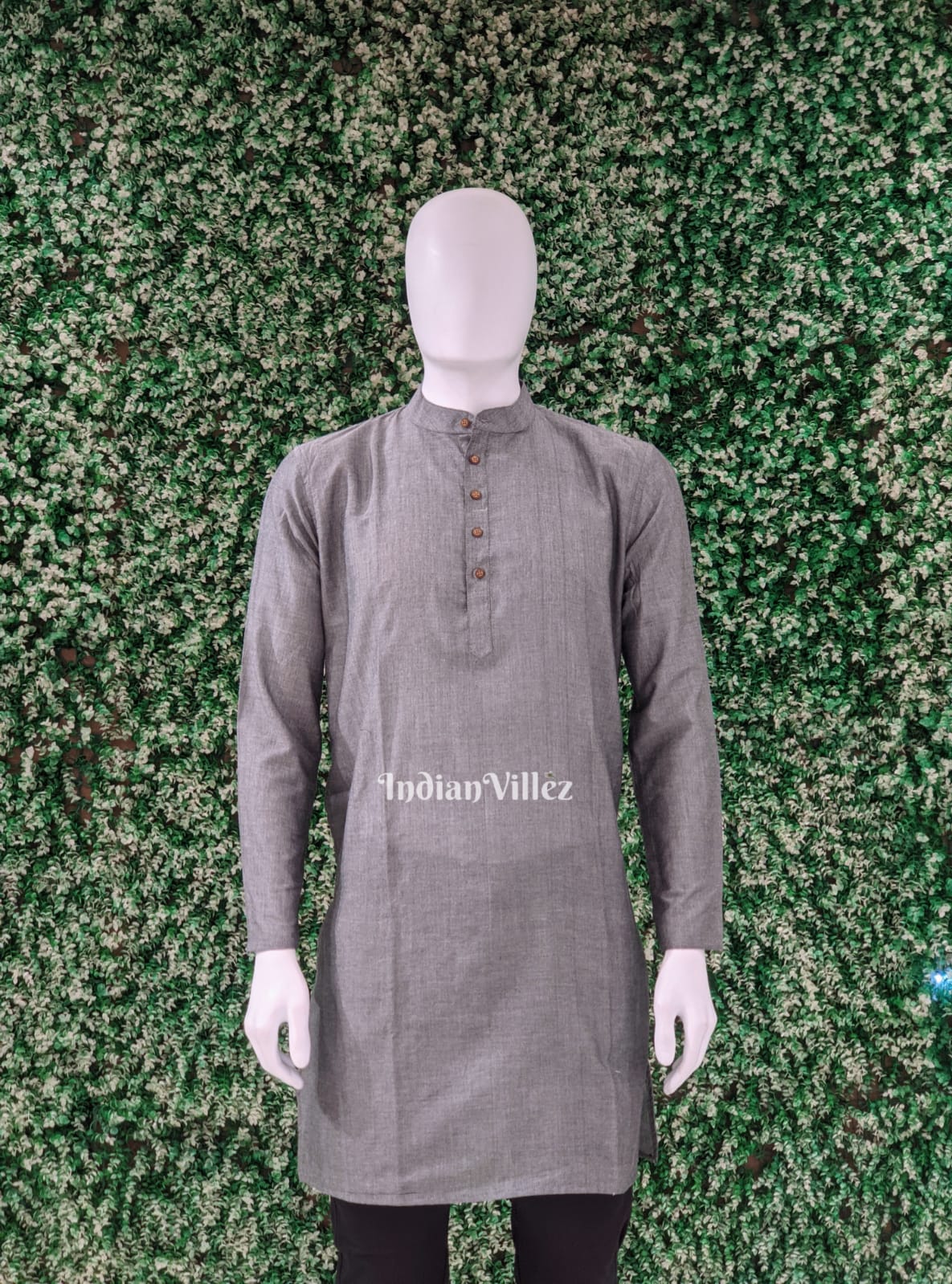 Grey Odisha Ikat Cotton Kurta for Men