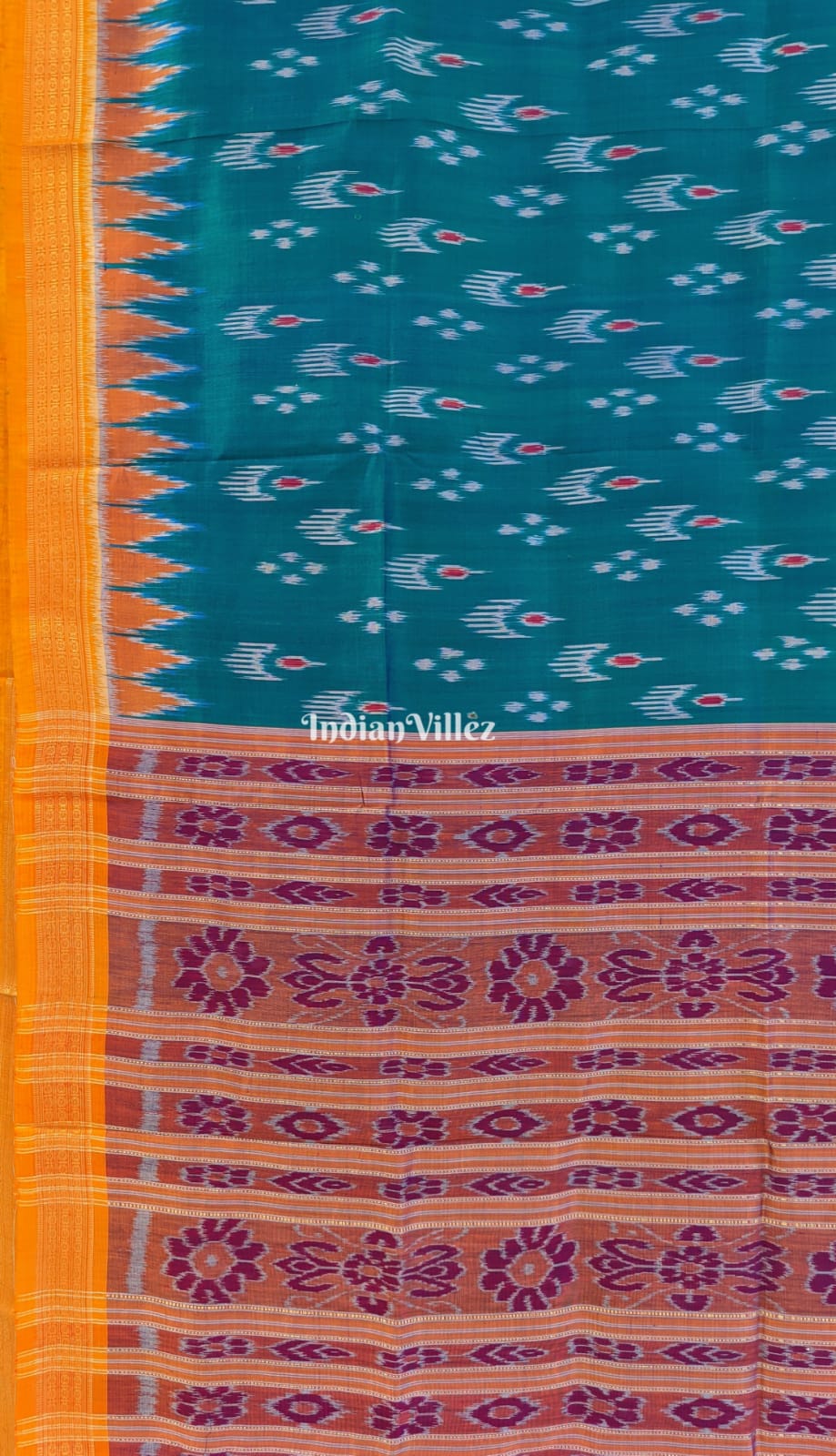 Peacock Blue Mayurachandrika Odisha Ikat Khandua Silk Saree
